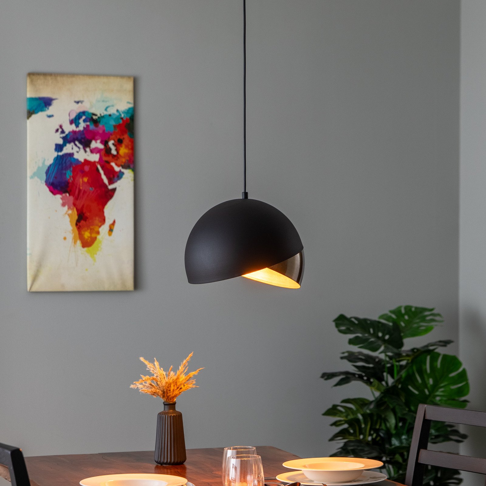 Opviq Lampă suspendată Pacman 2633 Ø30cm negru / auriu - Camera de zi / sufragerie - modern - negru aur antic - Metal