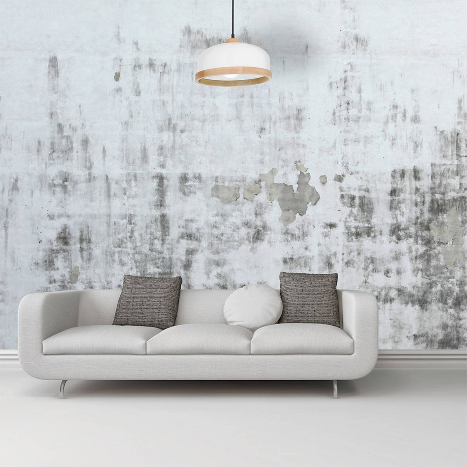 Lampa wisząca Studio drewniany dekor, 1-pkt. biała