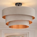 Lindby Jusari ceiling lamp, cream, fabric, Ø 56 cm, E27