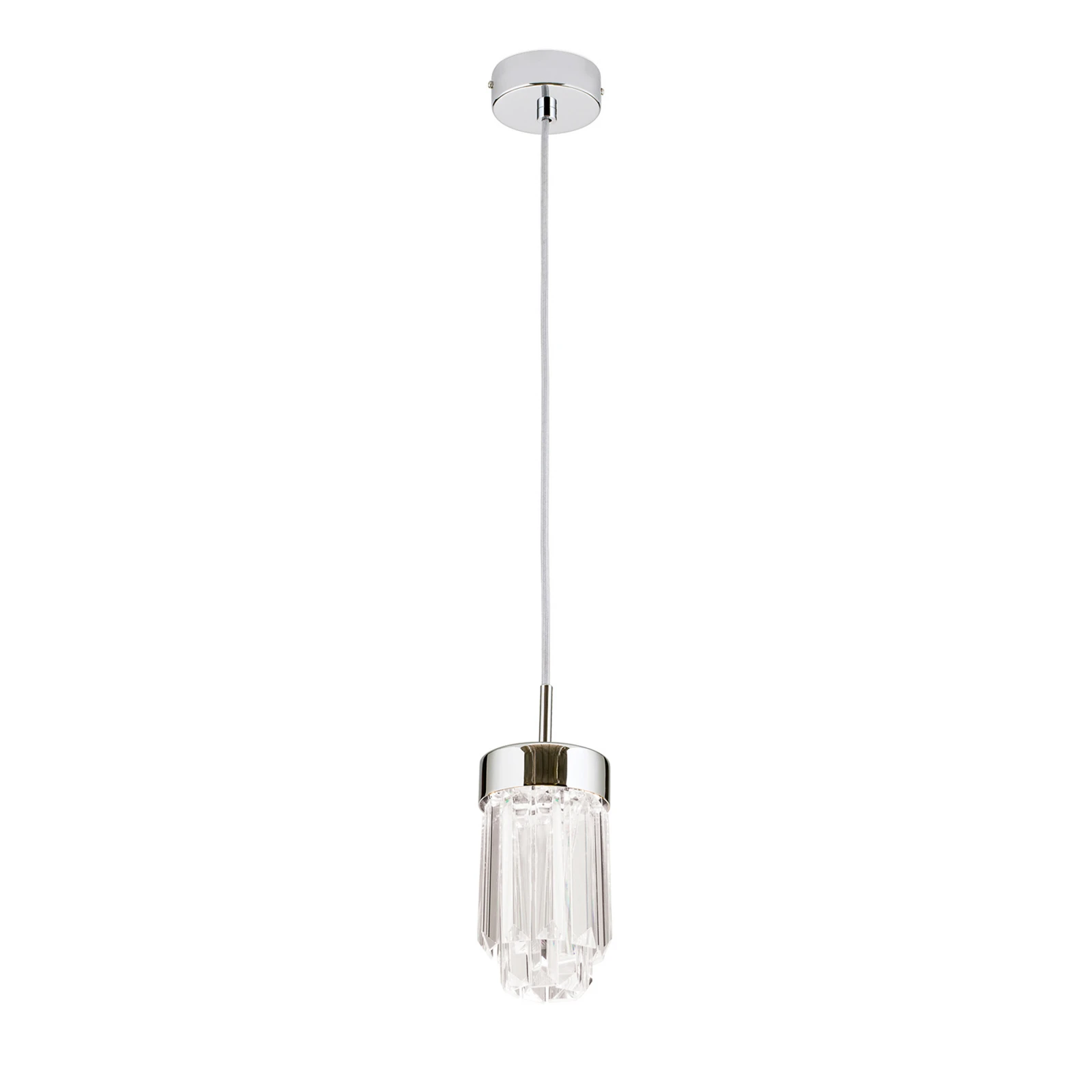 LED viseća svjetiljka Prism, kristalno staklo, Ø10cm, krom