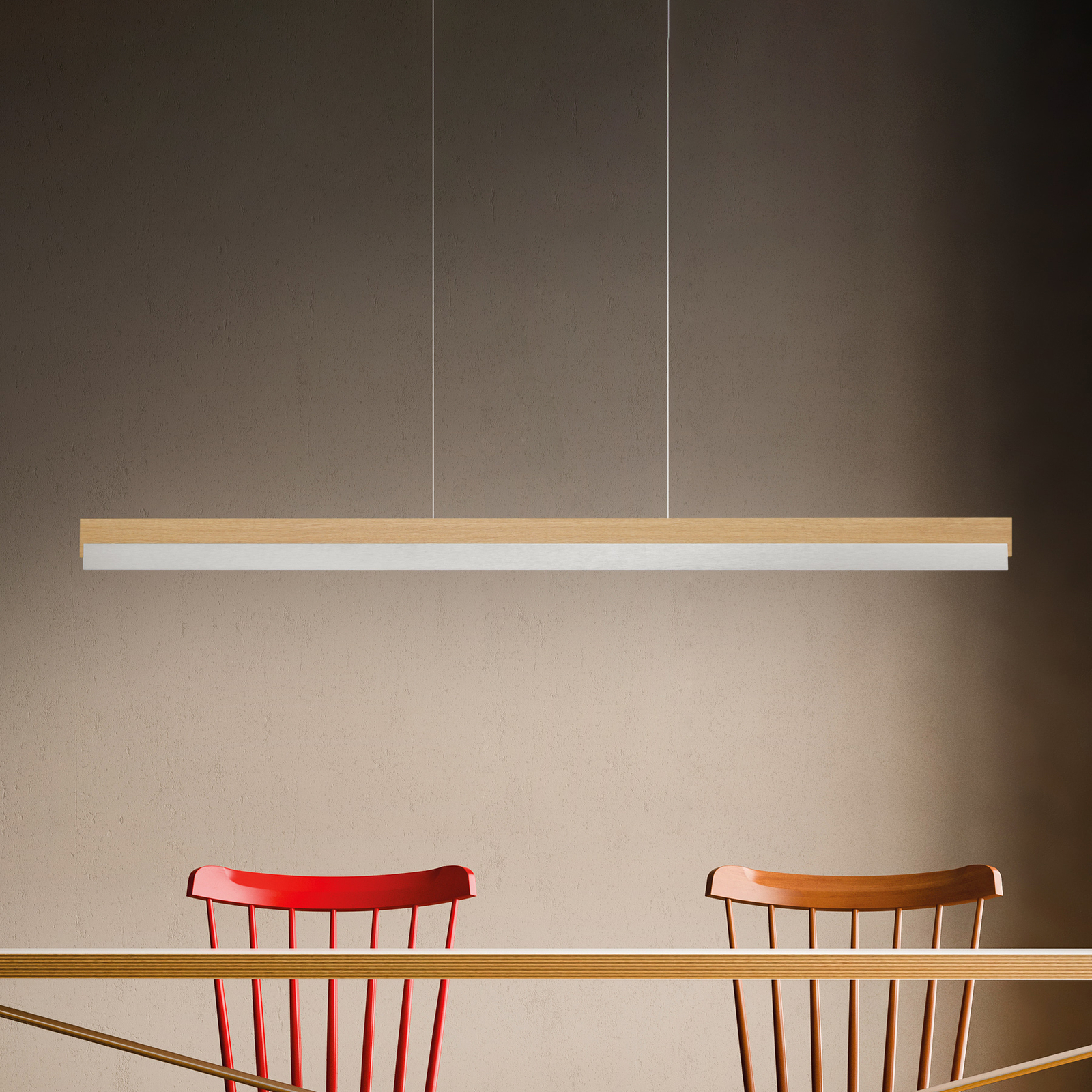 Rothfels Keijo colgante LED níquel/roble 123 cm