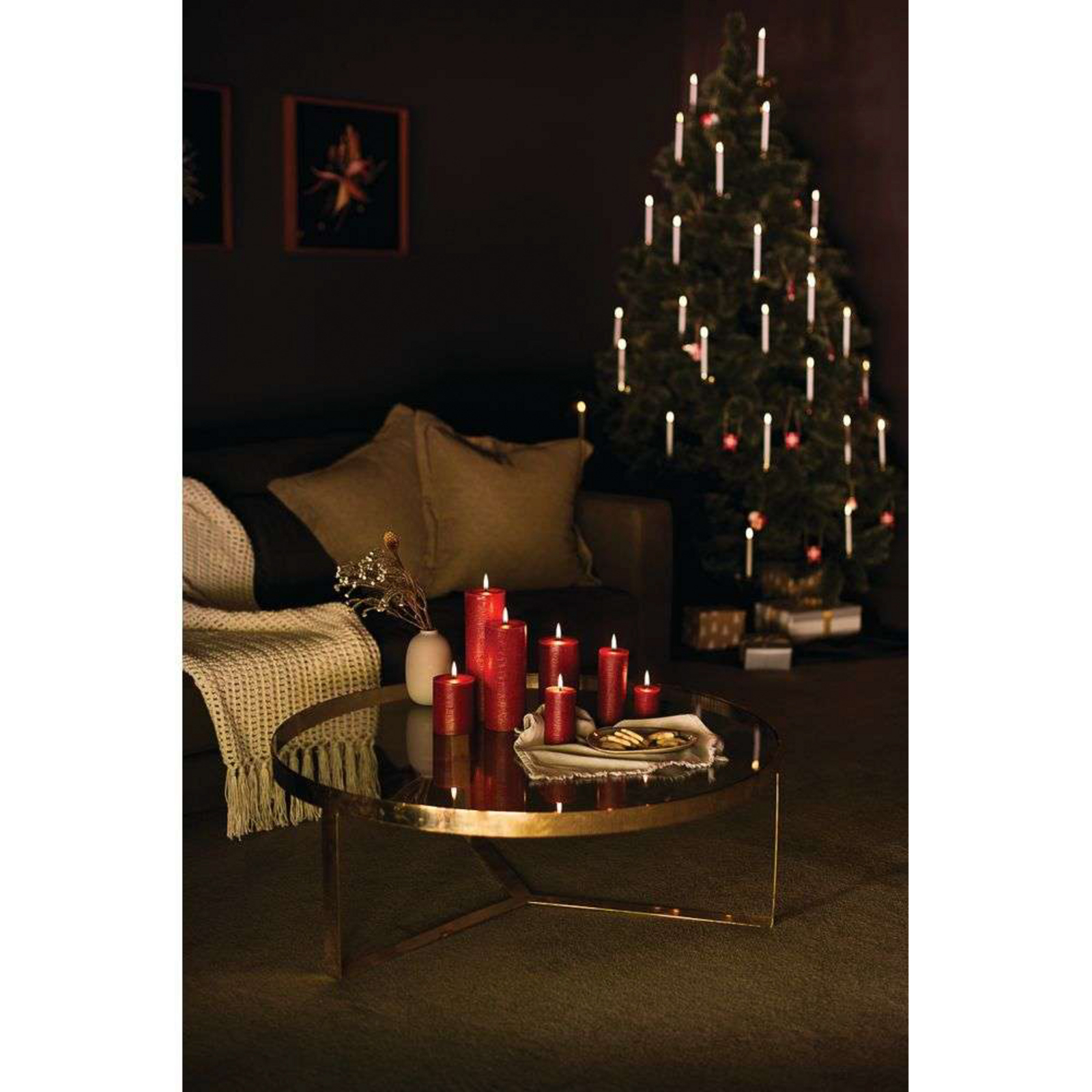 Pillar Candle LED 7,8 x 20,3 cm Rustic Carmine Red - Uyuni Lighting