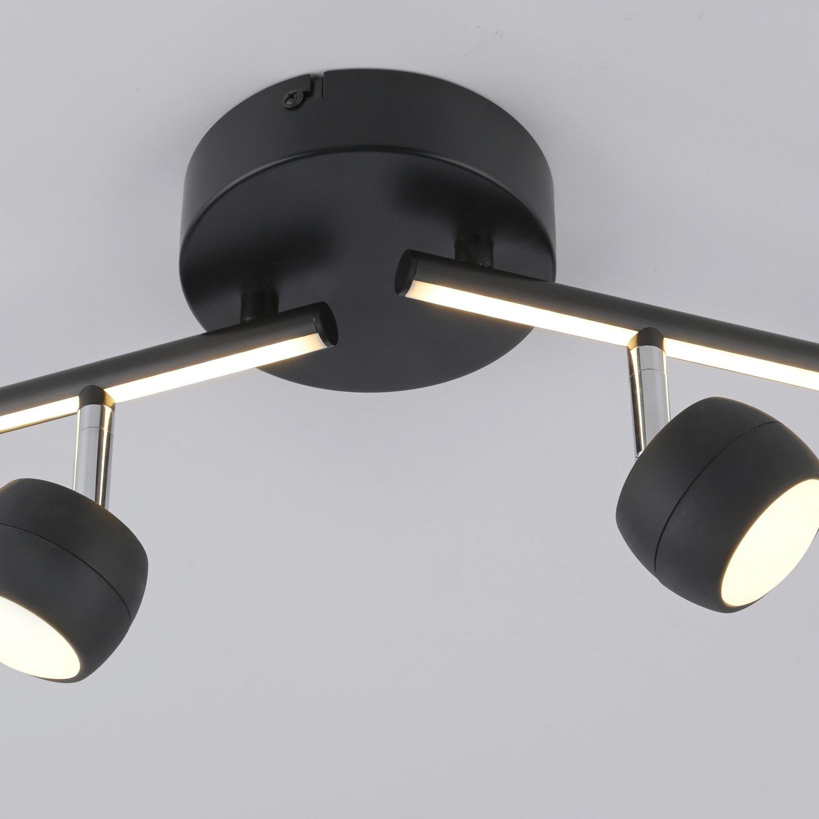 JUST LIGHT. LED-kattospotti Jarik, 4-lamppuinen, musta, 3 000 K