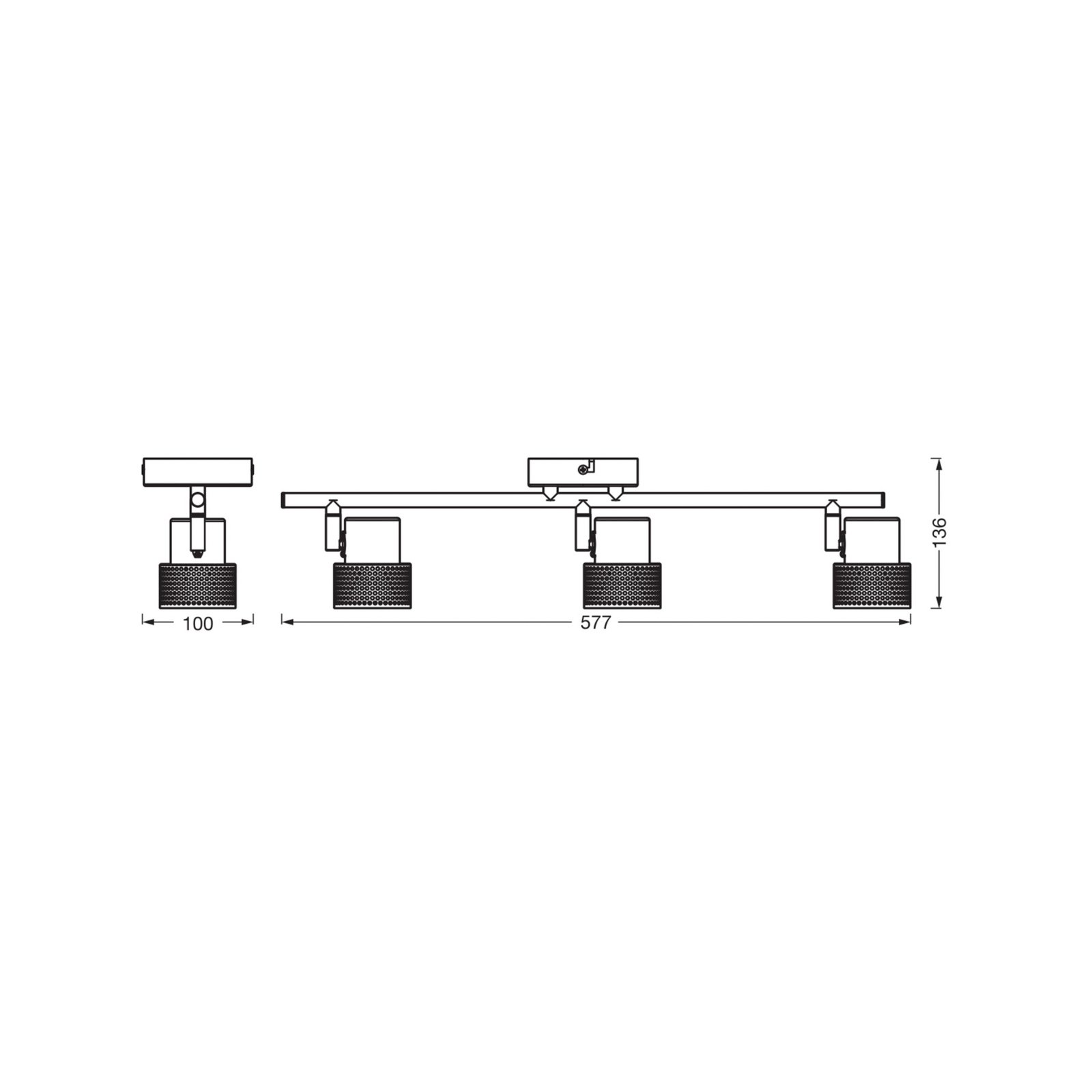 OSRAM Deckenstrahler CORK, schwarz, 3 Spots GU10-LED 927 dim