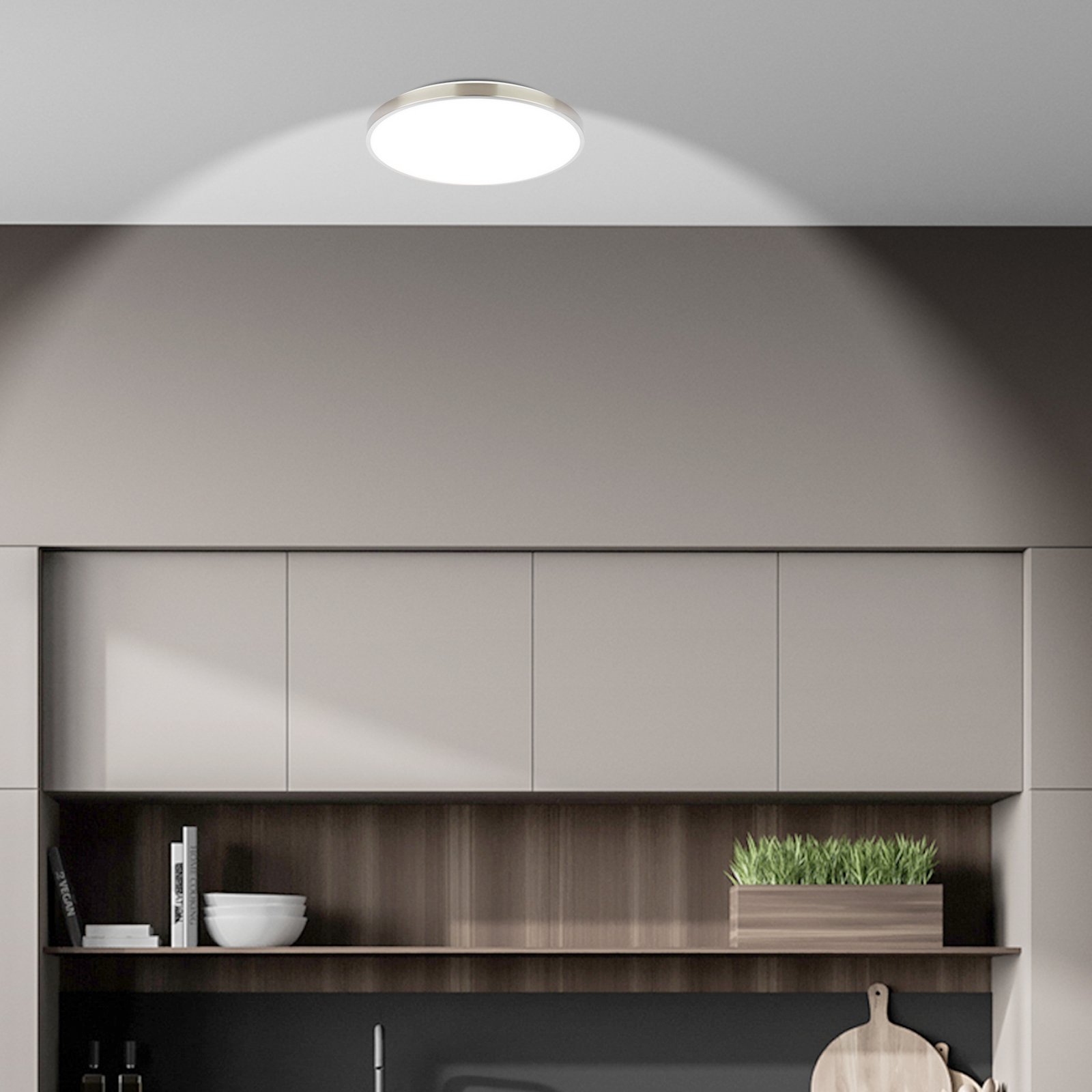 LED lubų šviestuvas „Kaida“, matinis nikelis, Ø 38 cm, EEK A, 4000 K LED lubų šviestuvas „Kaida“, matinis nikelis, Ø 38 cm, EEK A, 4000 K