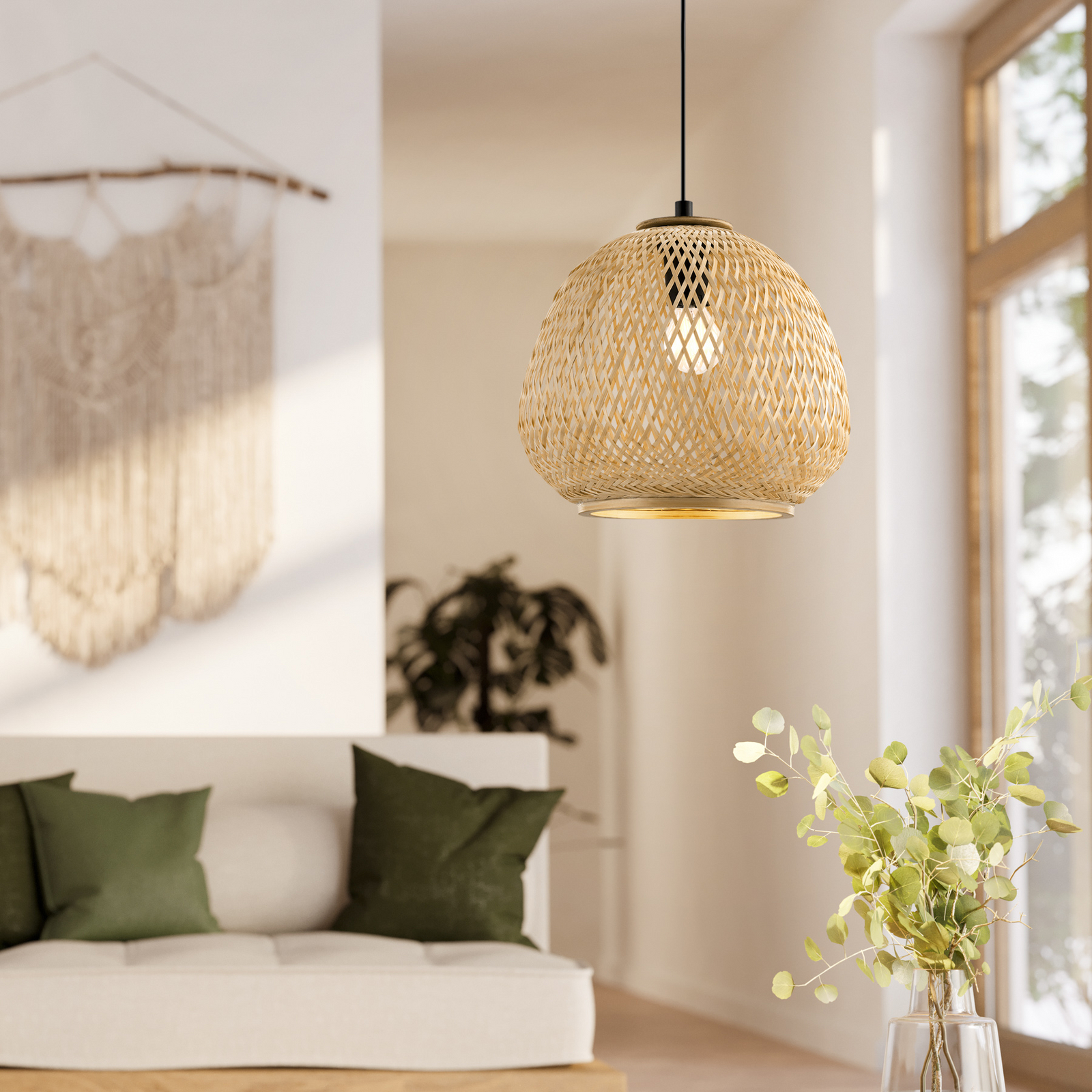 Dembleby κρεμαστό φωτιστικό, μονόφωτο, φυσικό