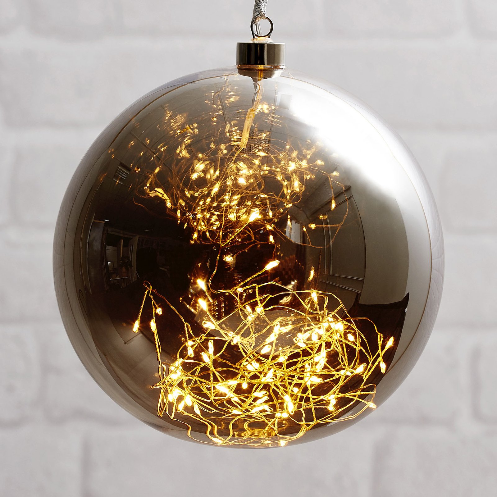 Bola decorativa LED Glow de vidrio Ø20cm gris humo