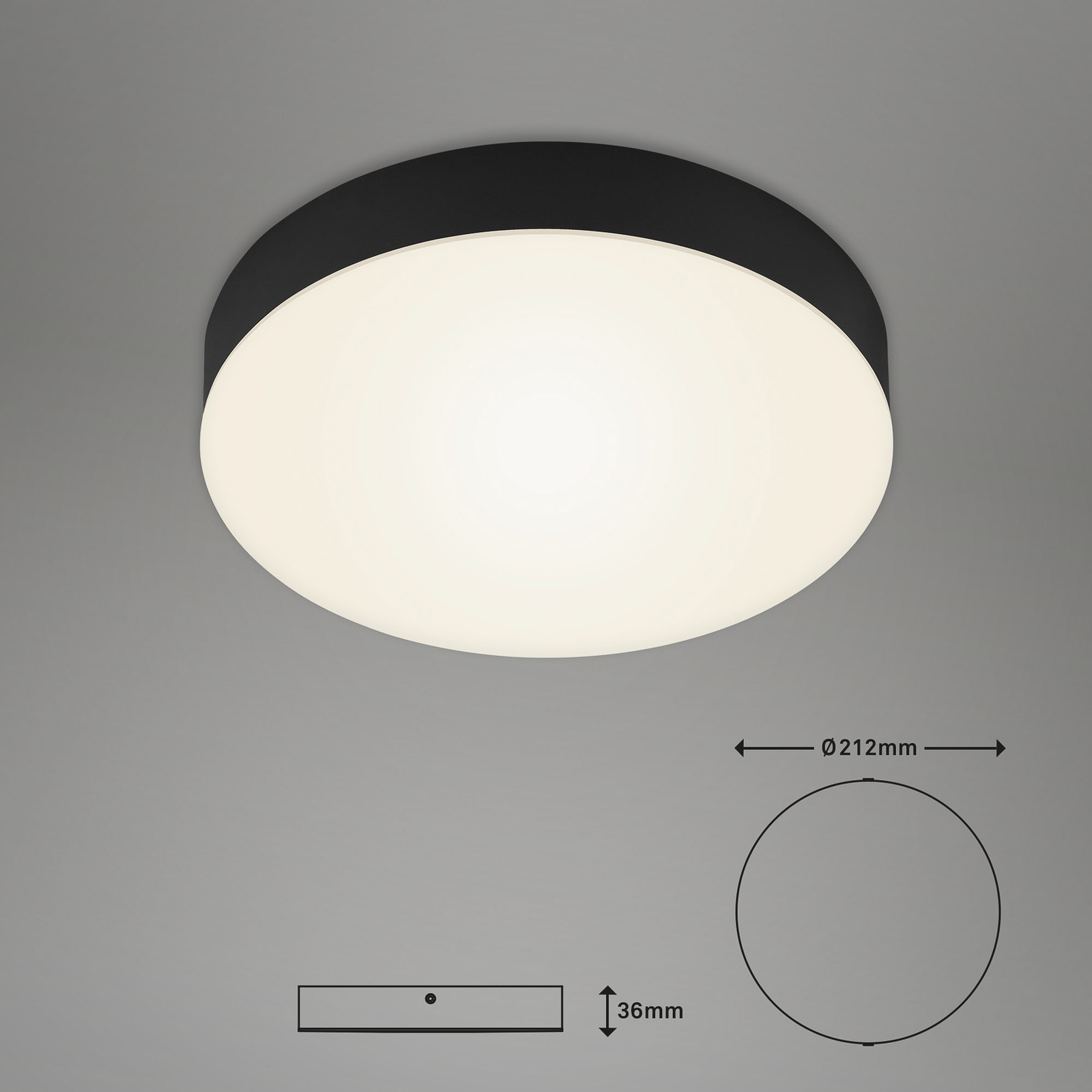Flame LED plafondlamp, Ø 21,2 cm, zwart