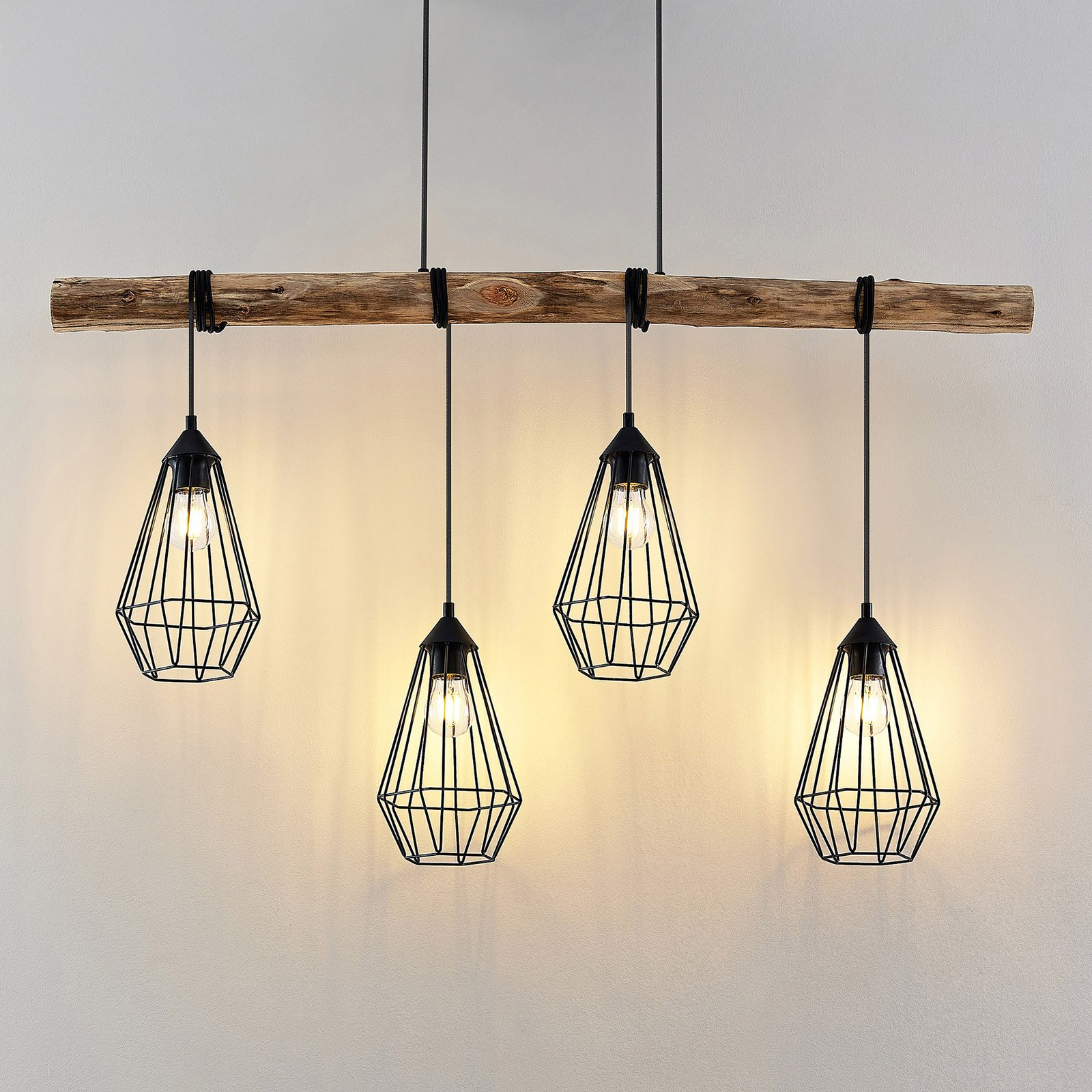 Eldarion 4 Pendant Black/Wood - Lindby