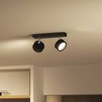 Philips Bracia -LED-kattospotti 2-lamppuinen musta