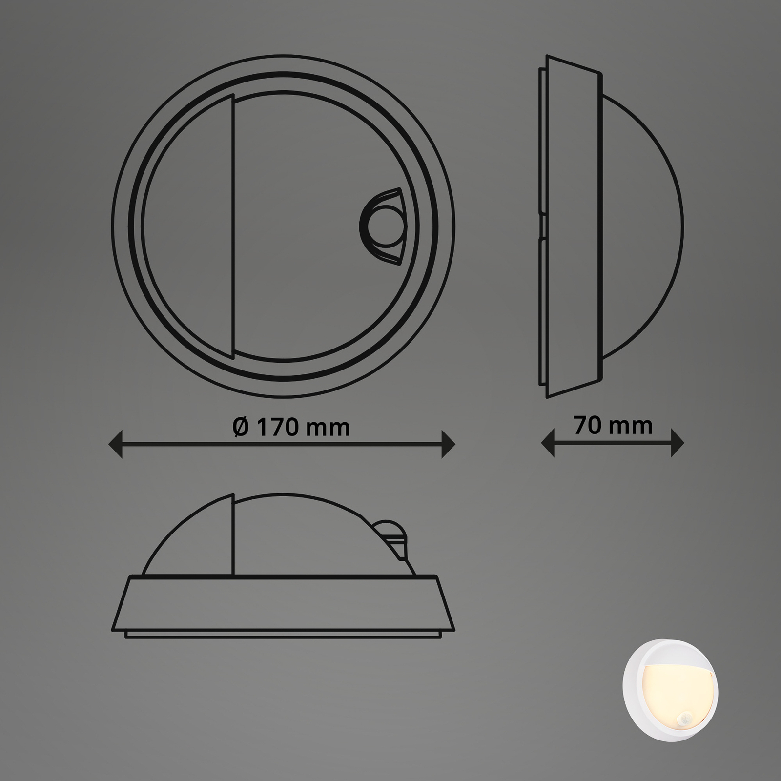 LED-Akku-Außenwandlampe 3785016 weiß Bewegungssensor Ø 17 cm