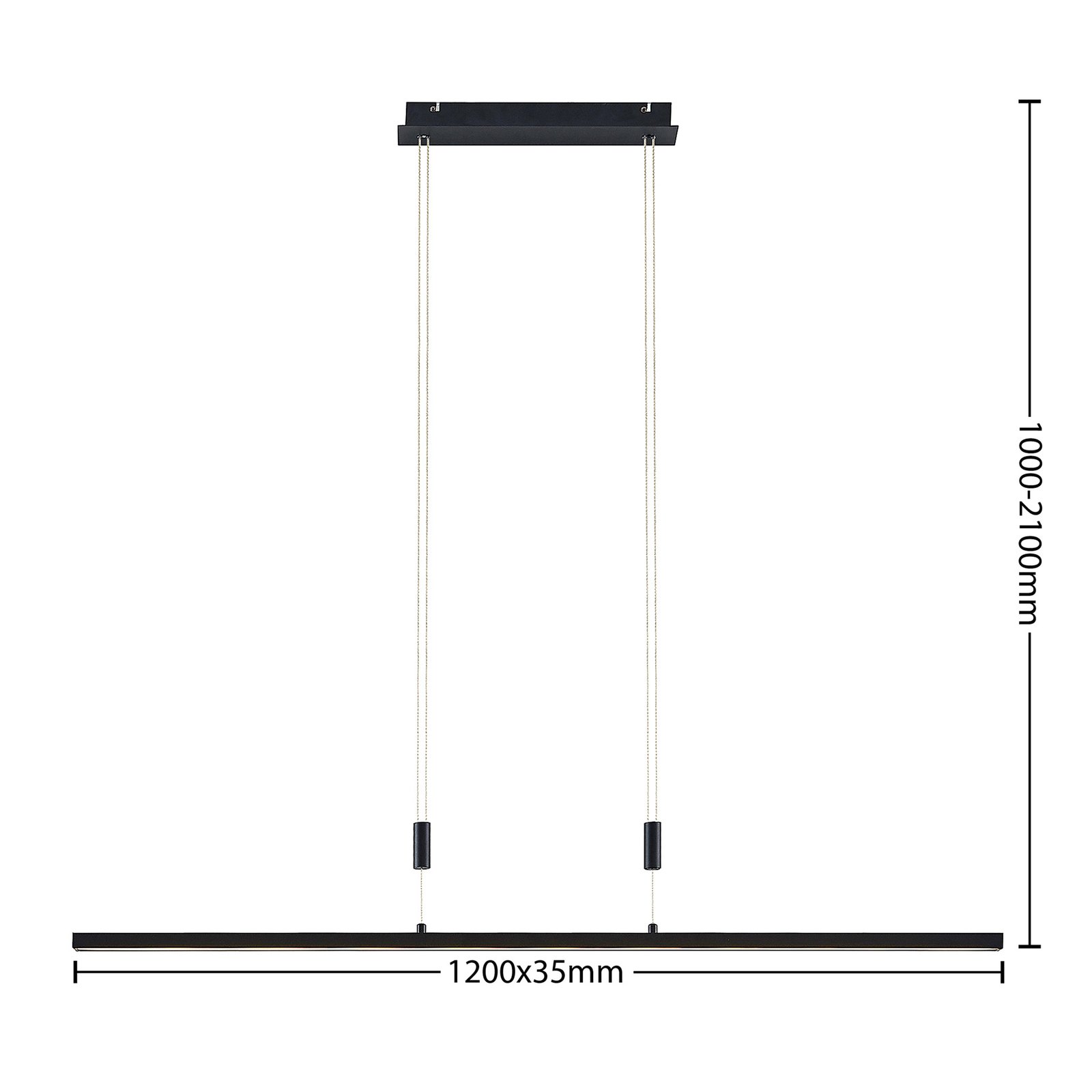 Lindby Arneja LED-pendellampa, svart, CCT, höjdjusterbar