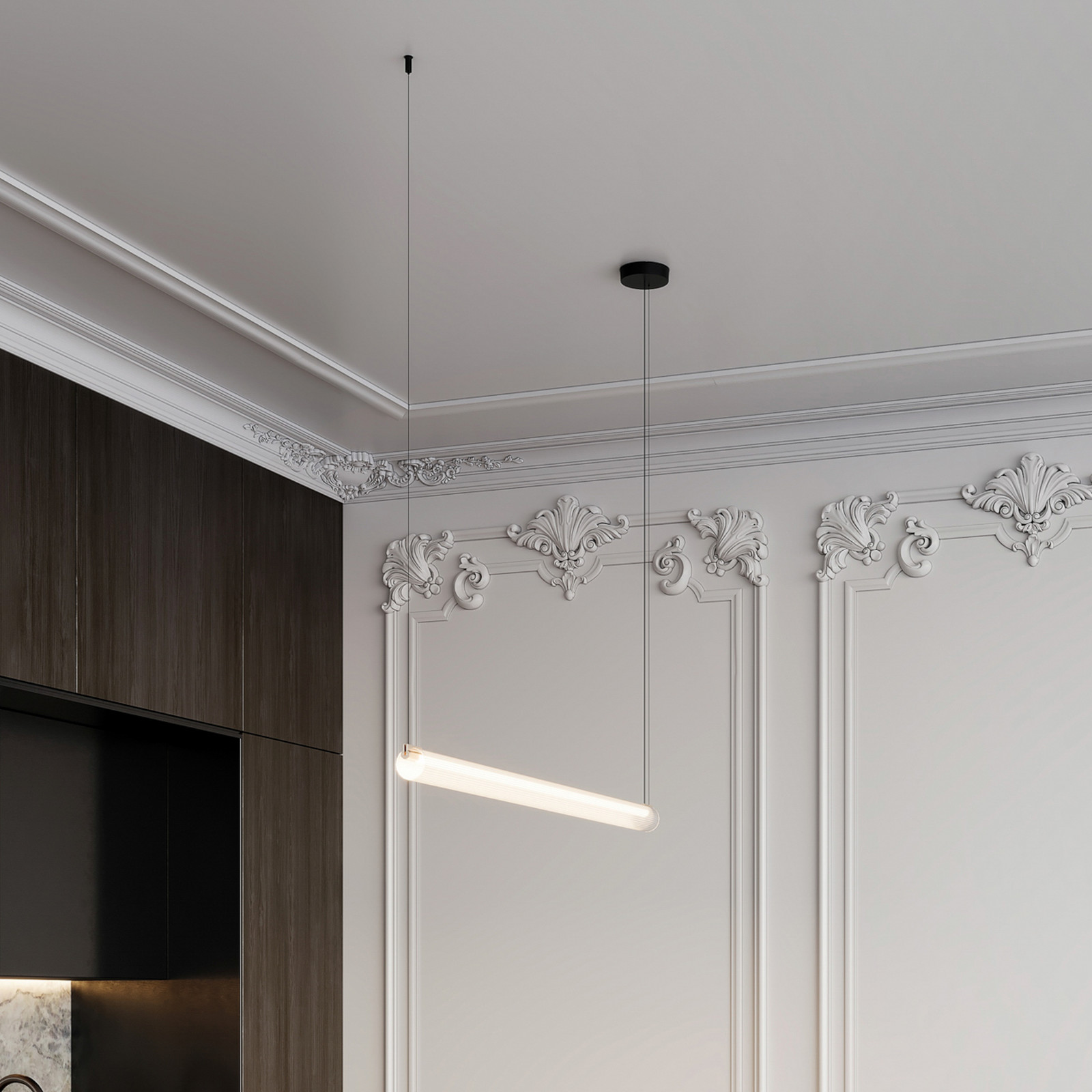 Wever & Ducré Lighting WEVER & DUCRÉ Lampă suspendată LED Finelle 1.0 bej 2700K dimabil - Camera de zi / sufragerie - Modern - bej transparent - Sticlă