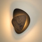 LED nástěnné světlo Pedra, černá/wenge, ocel, dřevo, 3 000 K