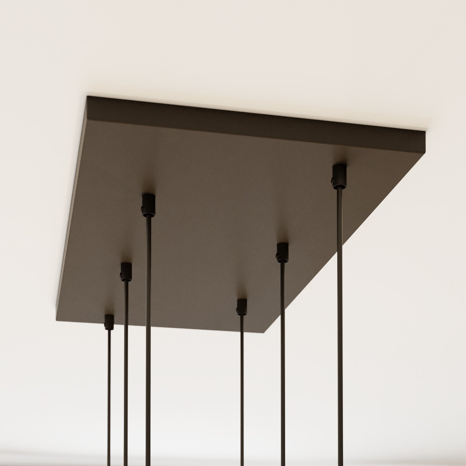 Candeeiro suspenso Cubus, 6 lâmpadas, vidro transparente/mel/castanho, E27