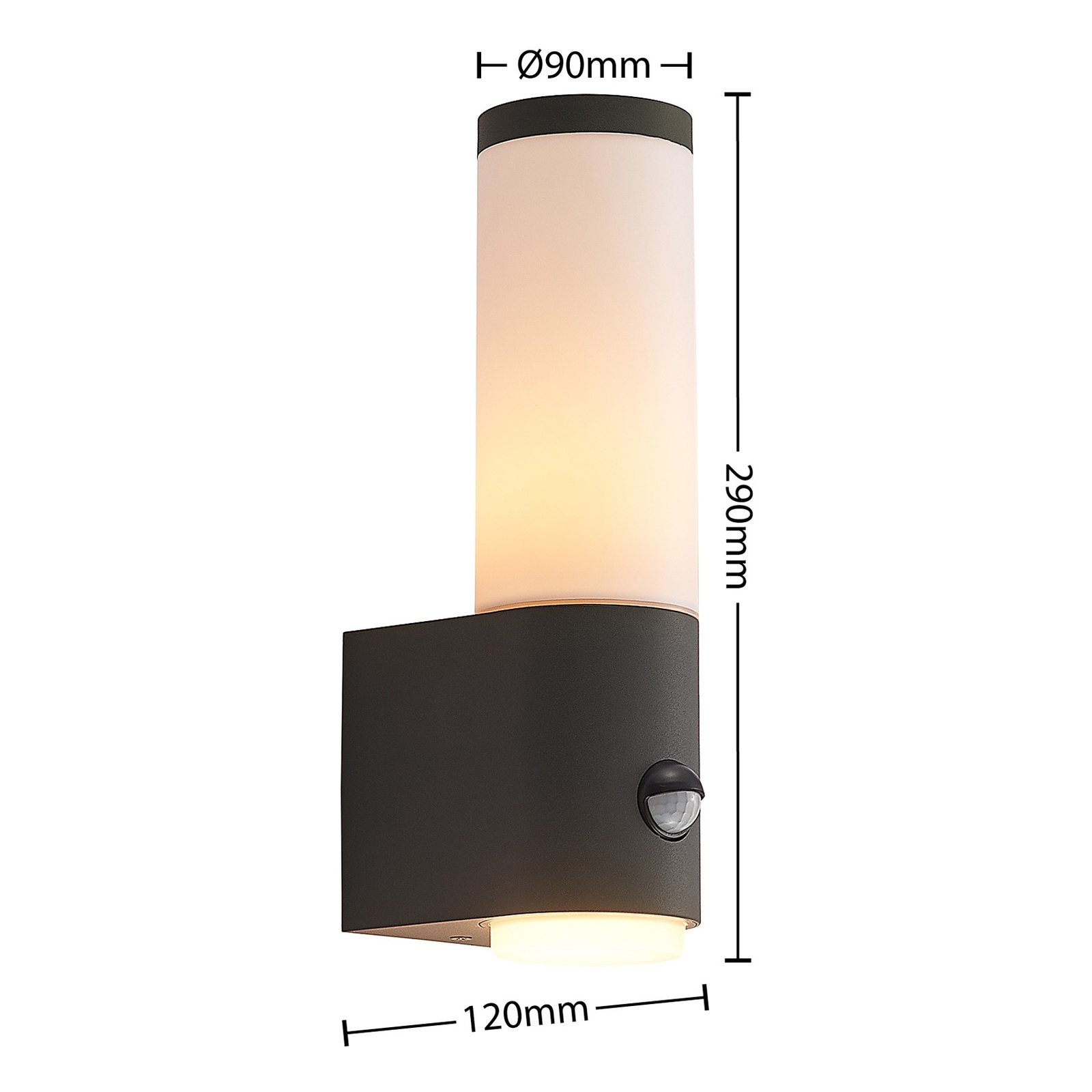 Okari Outdoor Wall Lamp w/Sensor Opal/Dark Grey - Lindby