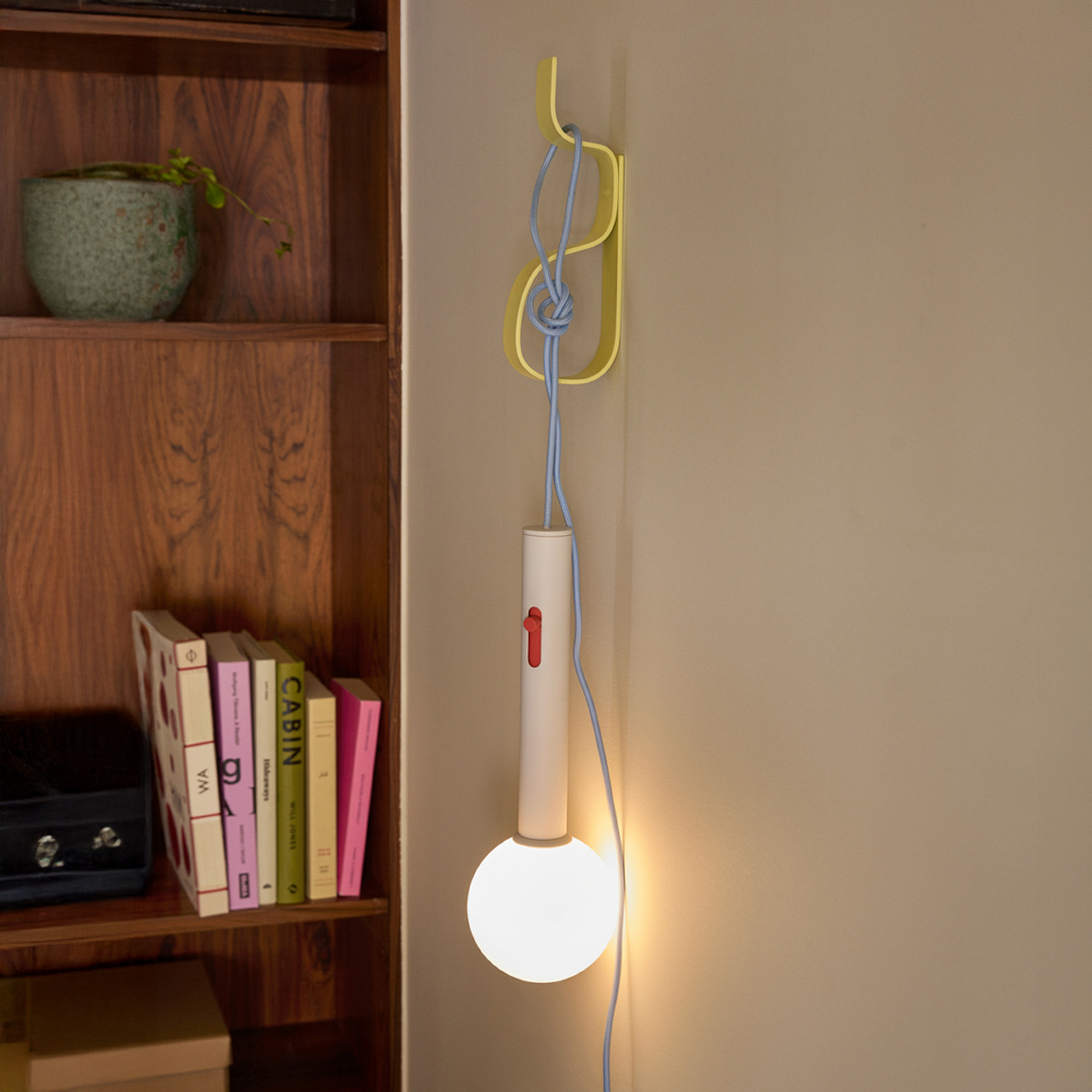 LED-Wandlampe Talk, hellgrau/blau, Länge 30 cm, Eisen/Glas