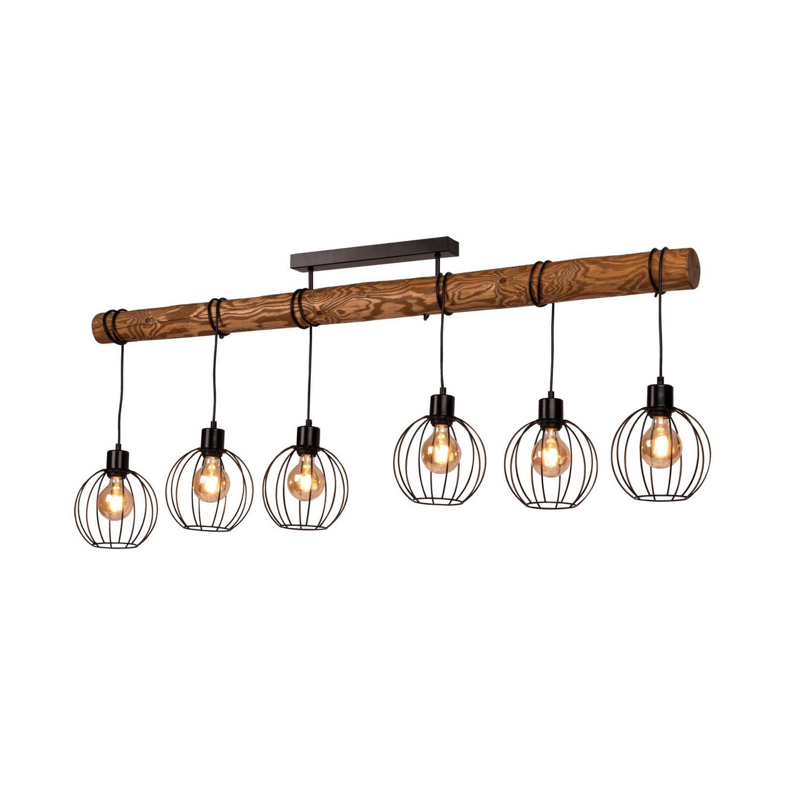 Taklampa Karou, 6 lampor, tall, brun