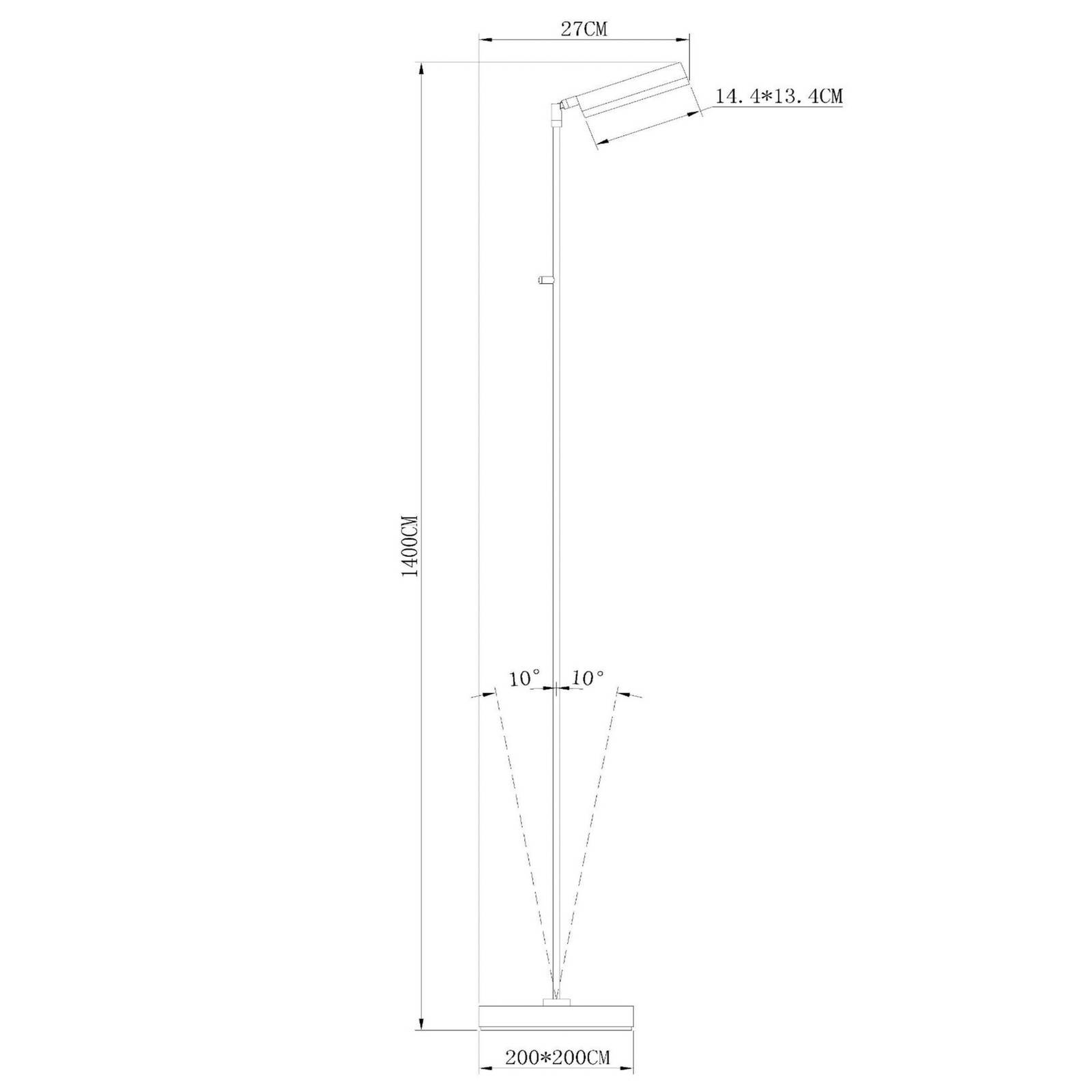 Lampa stojąca LED Aaron, czarna, ściemniany do ciepłego, wysokość 134 cm