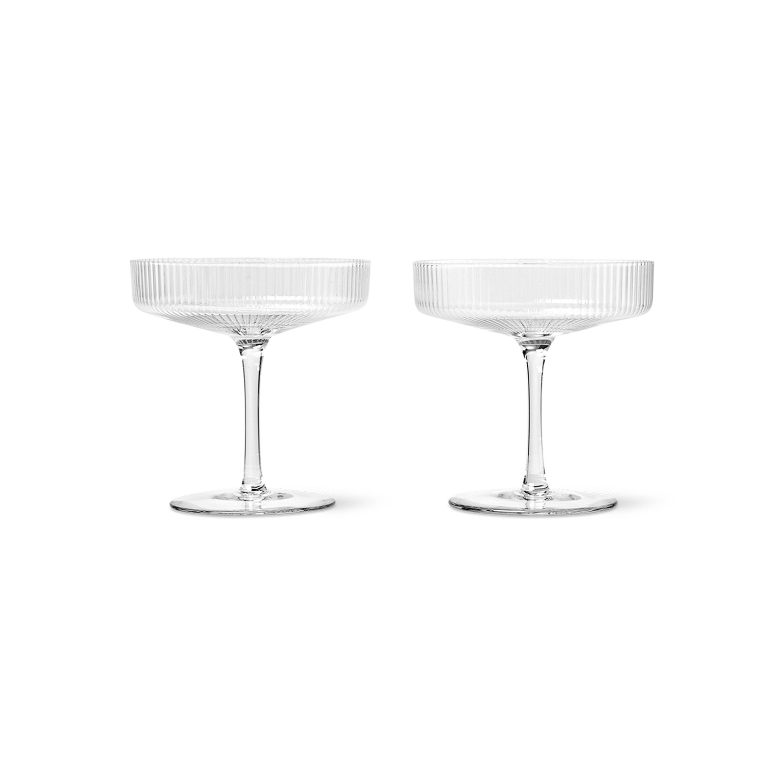 ferm LIVING Sektschale Ripple, klar, 150 ml, Glas, 2er-Set