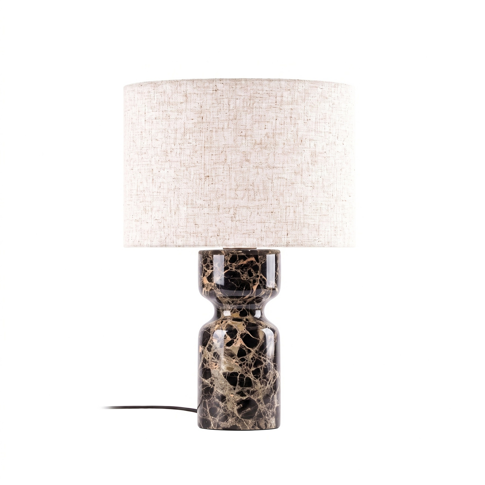 Lampe de table Marcella, hauteur 45 cm, marron/crème, marbre - Lucande