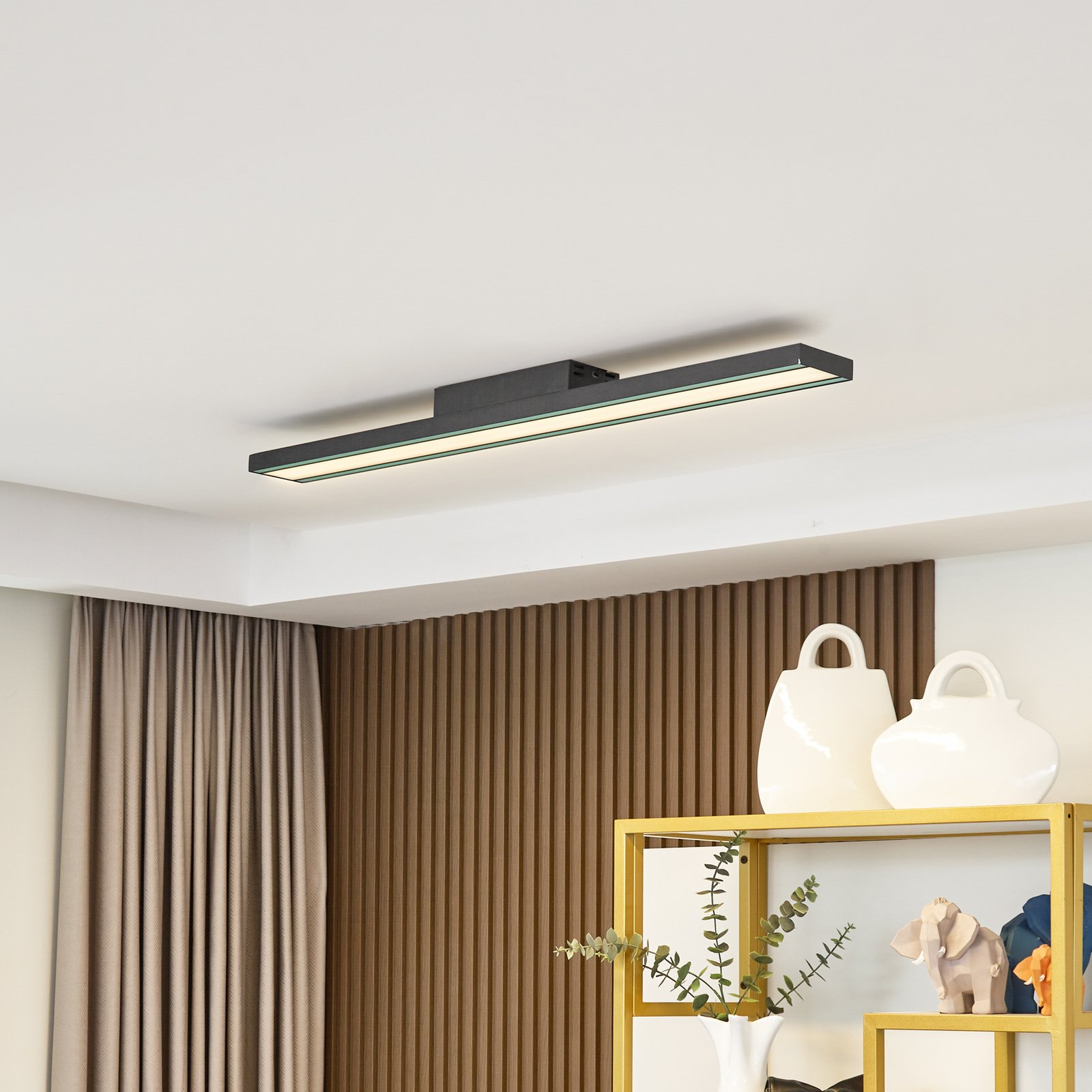 Lucande Smart LED ceiling light Leicy black 10 cm RGB CCT