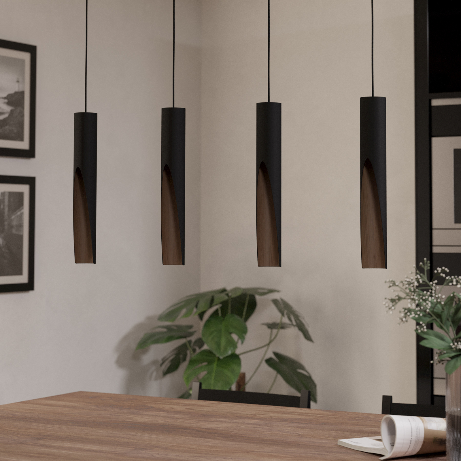 LED lógó lámpa Barbotto fekete/tölgy, 4 izzós