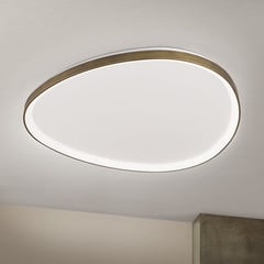 Charlie LED mennyezeti lámpa, Ø 80 cm, opál fehér, antik sárgaréz színben