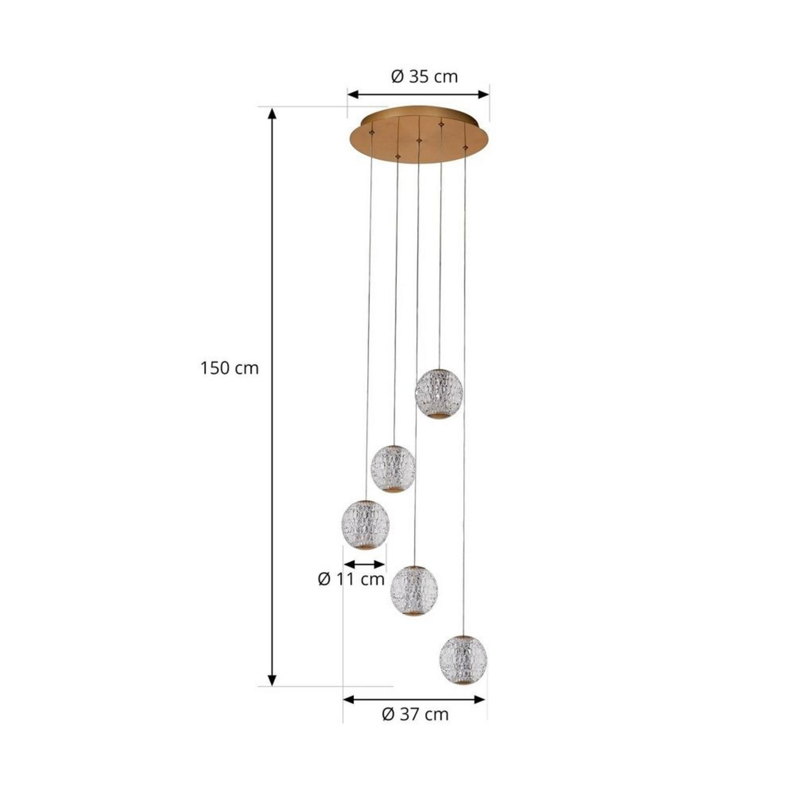 Ismenia 5 LED Függőlámpa Sárgaréz - Lucande