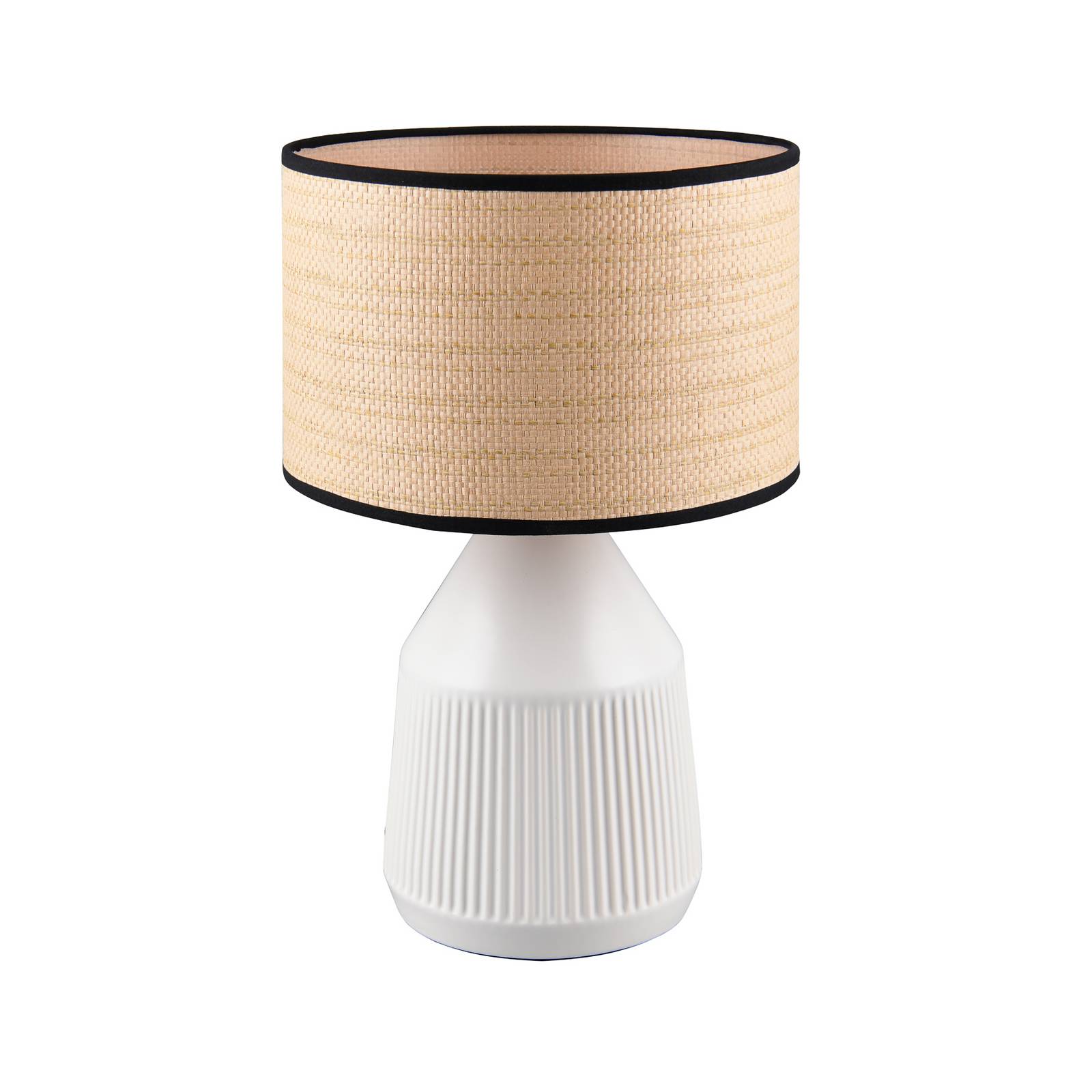 Tischlampe Formentera, weiß/beige, Höhe 43 cm Keramik/Papier