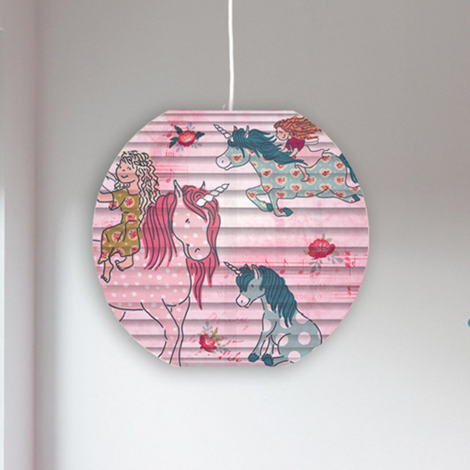 Näve Lampă suspendată 4120606 motiv unicorn - Camera copiilor - multicolor - Hârtie / Carton