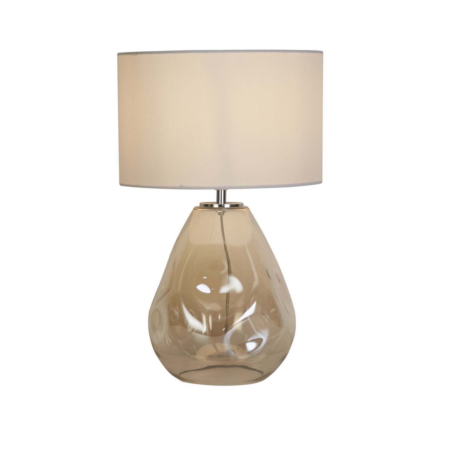 Devon bordlampe, hvid/creme, højde 44,5 cm, tekstil/glas