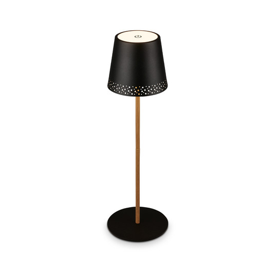 LED-Akku-Tischleuchte Kiki, schwarz/gold, IP44, 3.000K
