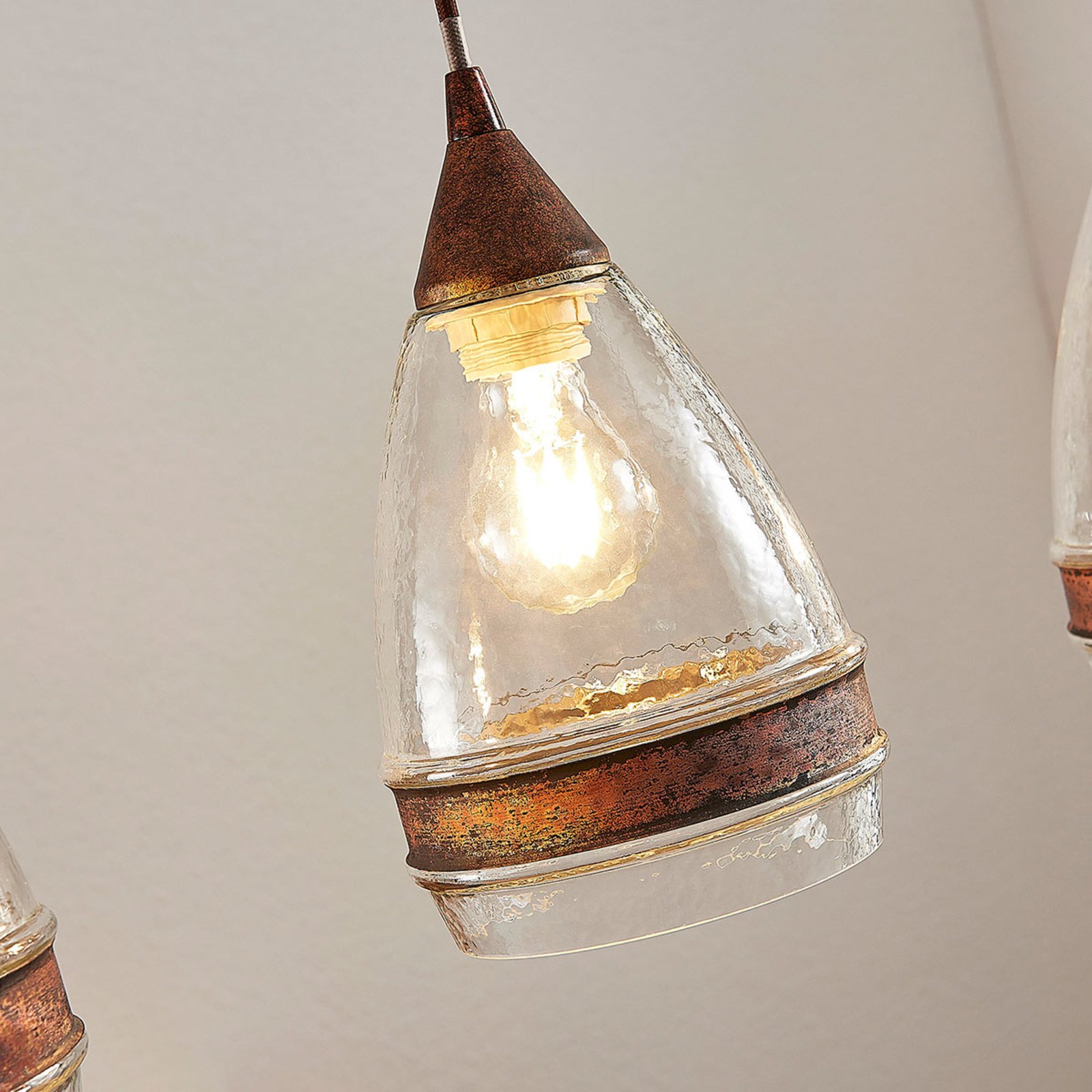 Millina 3 Pendant Rust/Clear - Lindby