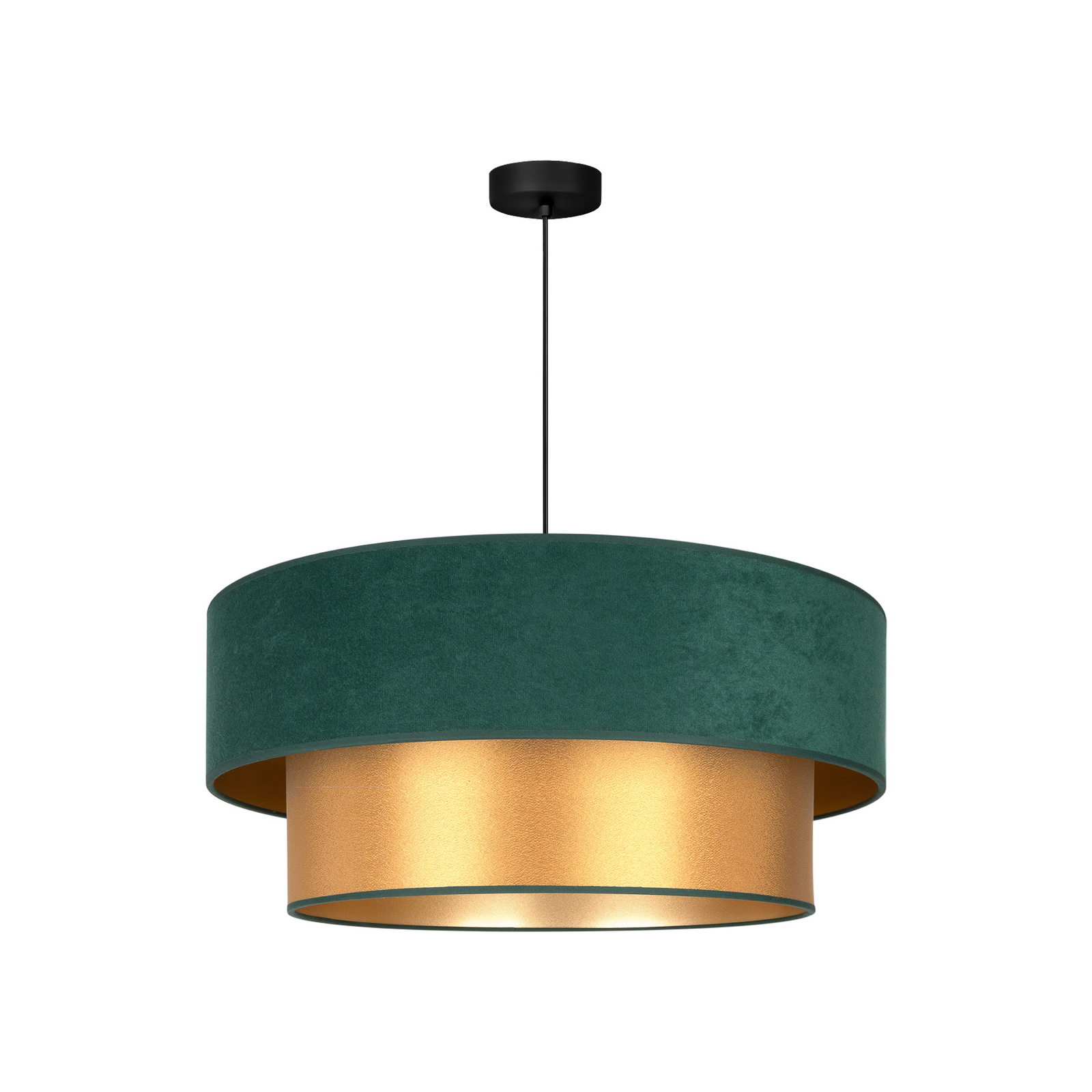 Pendellampe Dorina, grün/gold, Ø 60 cm, Textil, E27