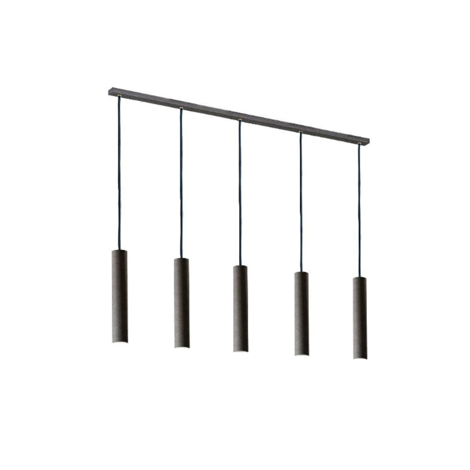 Suspension Brenta, anthracite, acier longueur 110 cm à 5 lampes