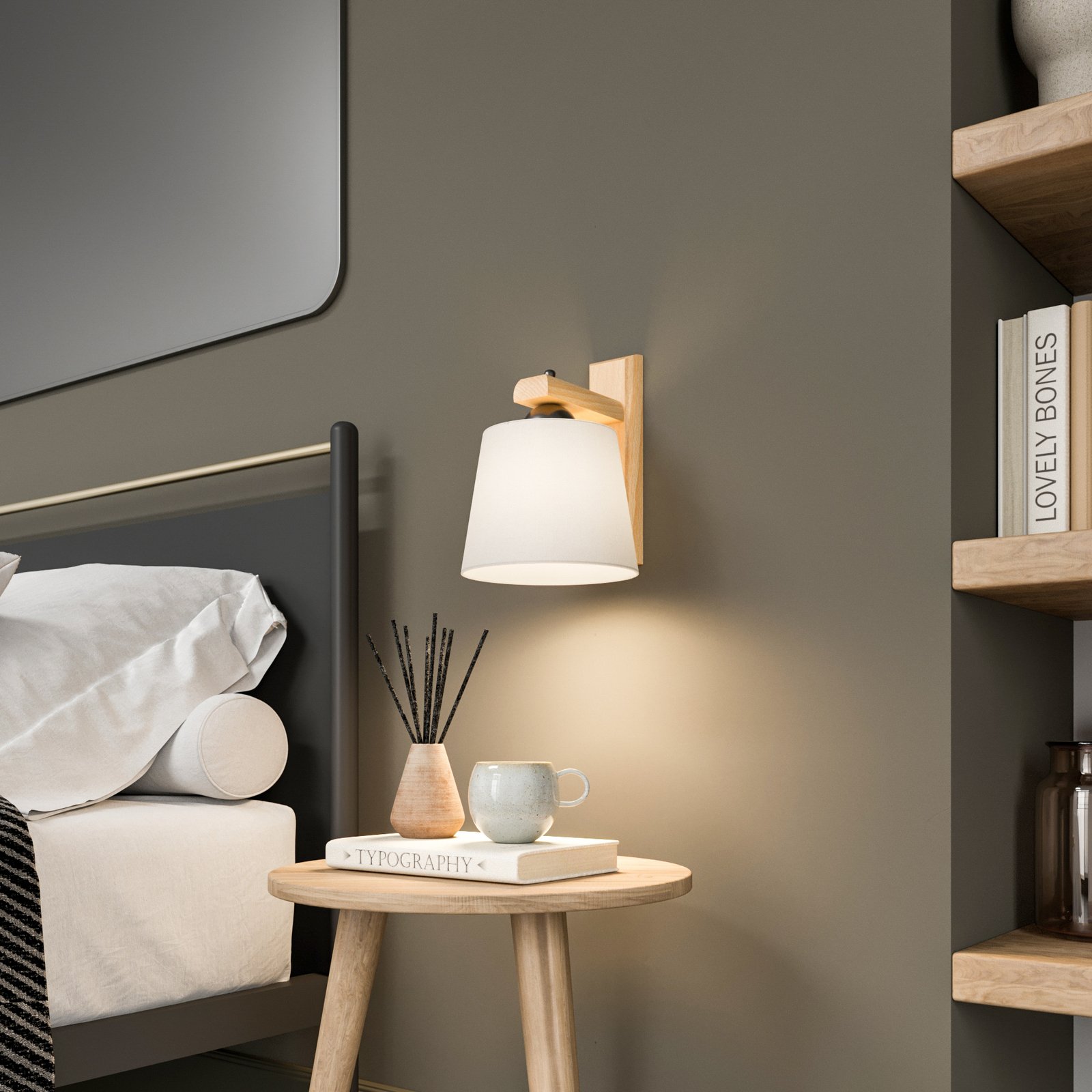 Sweden Applique Murale Blanc/Chêne rustique - Euluna