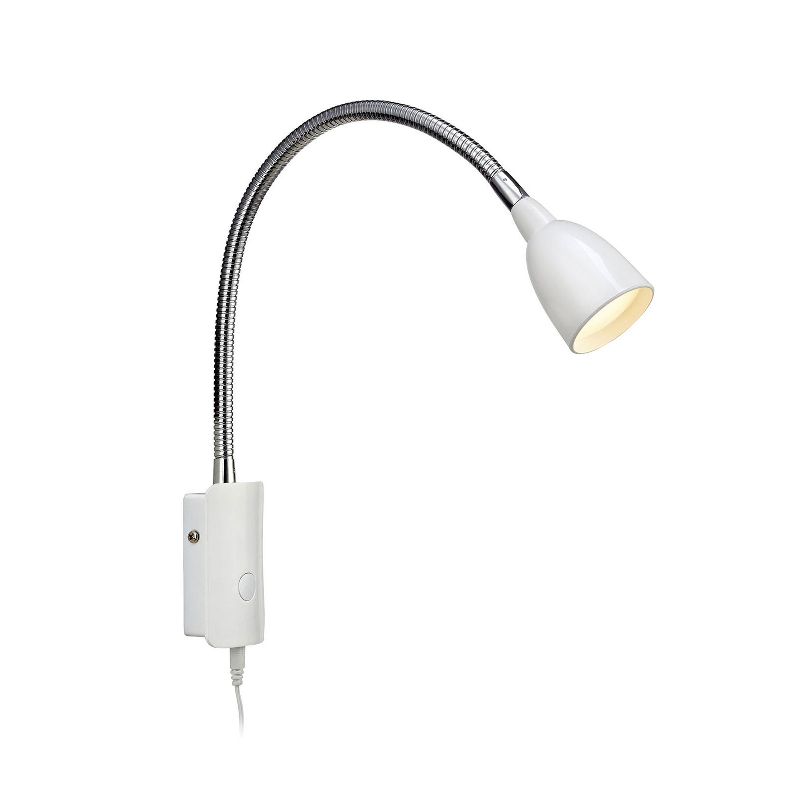 LED-vegglampe Tulip med kabel og plugg, hvit