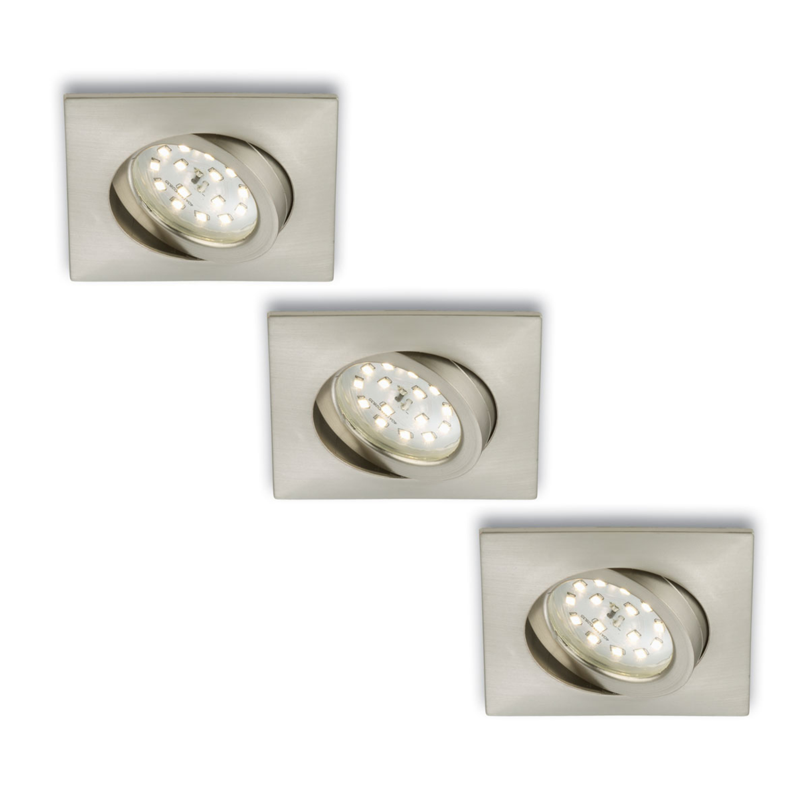 Brilonger Re. LED recessed light Erik, matt nickel, set of 3, for Living / Dining Room, plastic, 5 W, energy efficiency: A+, L: 8.2 cm, W: 8.2 cm