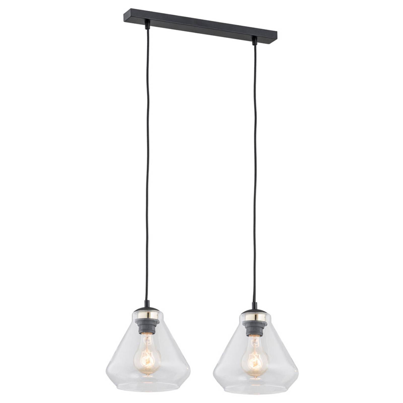 Hanglamp Destin, 2-lamps, helder/zwart