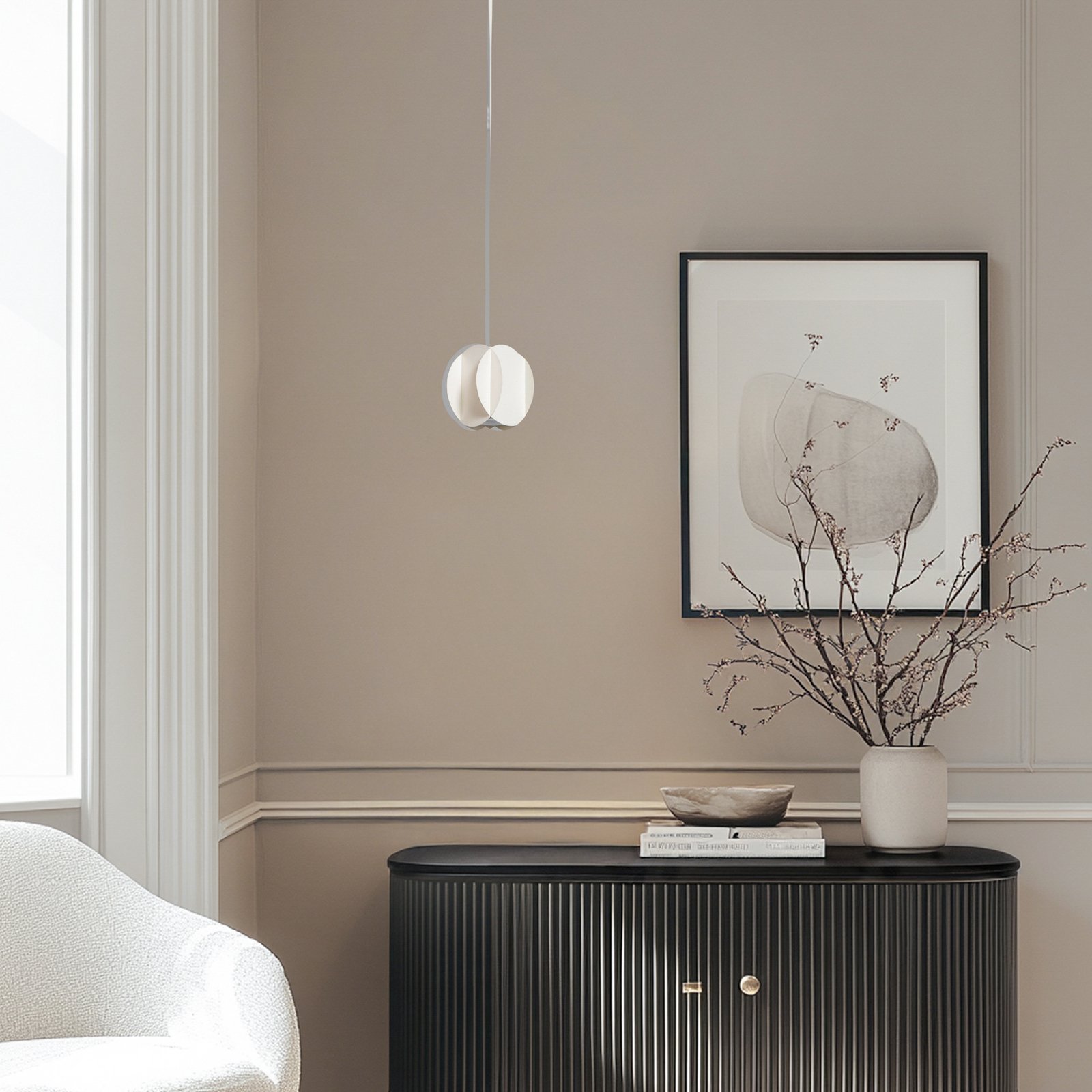 Lampada a sospensione GAMBIT, bianco crema, Ø 10 cm, metallo, GU10 Lampada a sospensione GAMBIT, bianco crema, Ø 10 cm, metallo, GU10