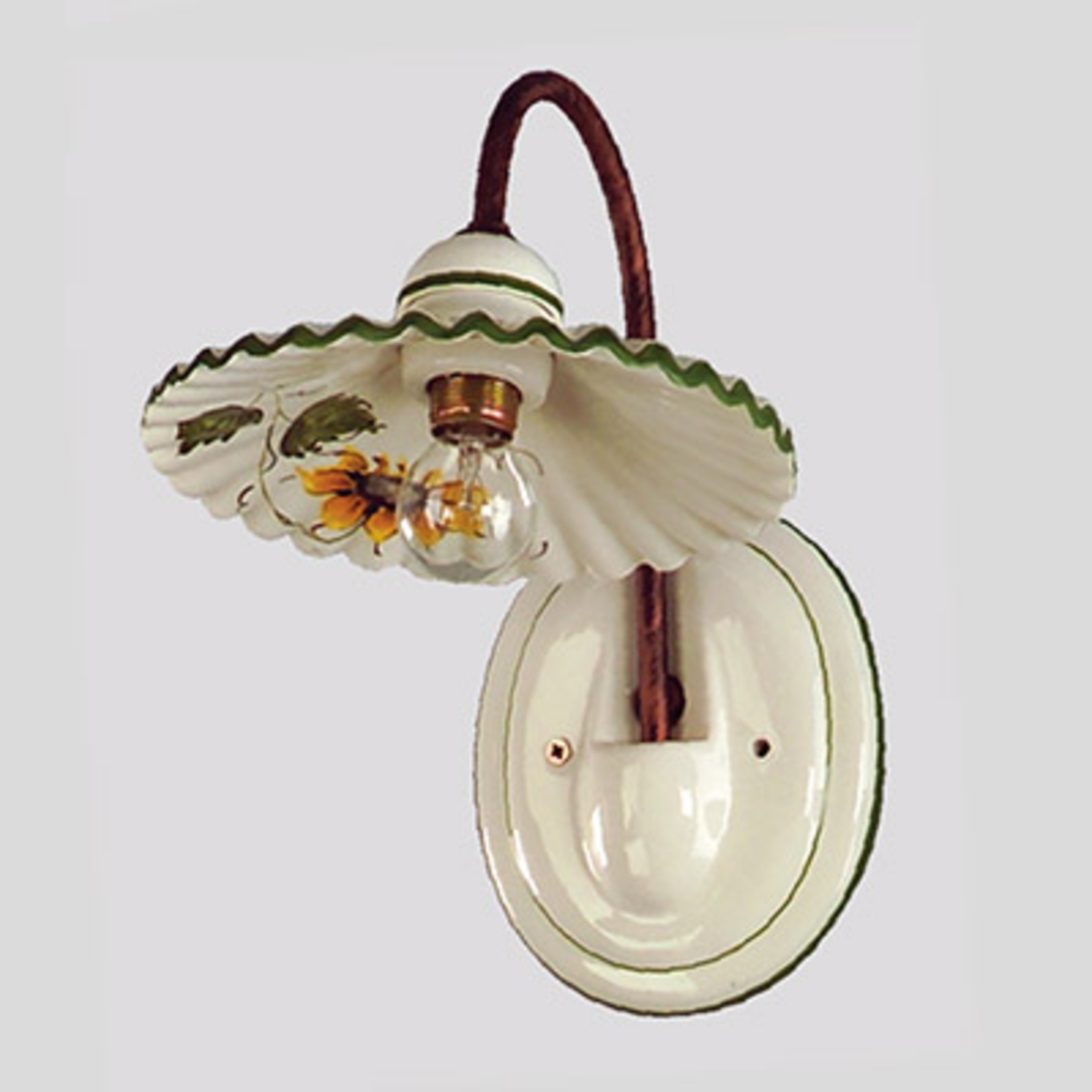 Eurokeramic Ceramic wall light Rusticana, for Living / Dining Room, ceramics, iron, E27, 60 W, energy efficiency: A++, H: 28 cm