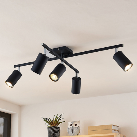 Lindby Ebardo lampa sufitowa, 5-punktowa, czarna