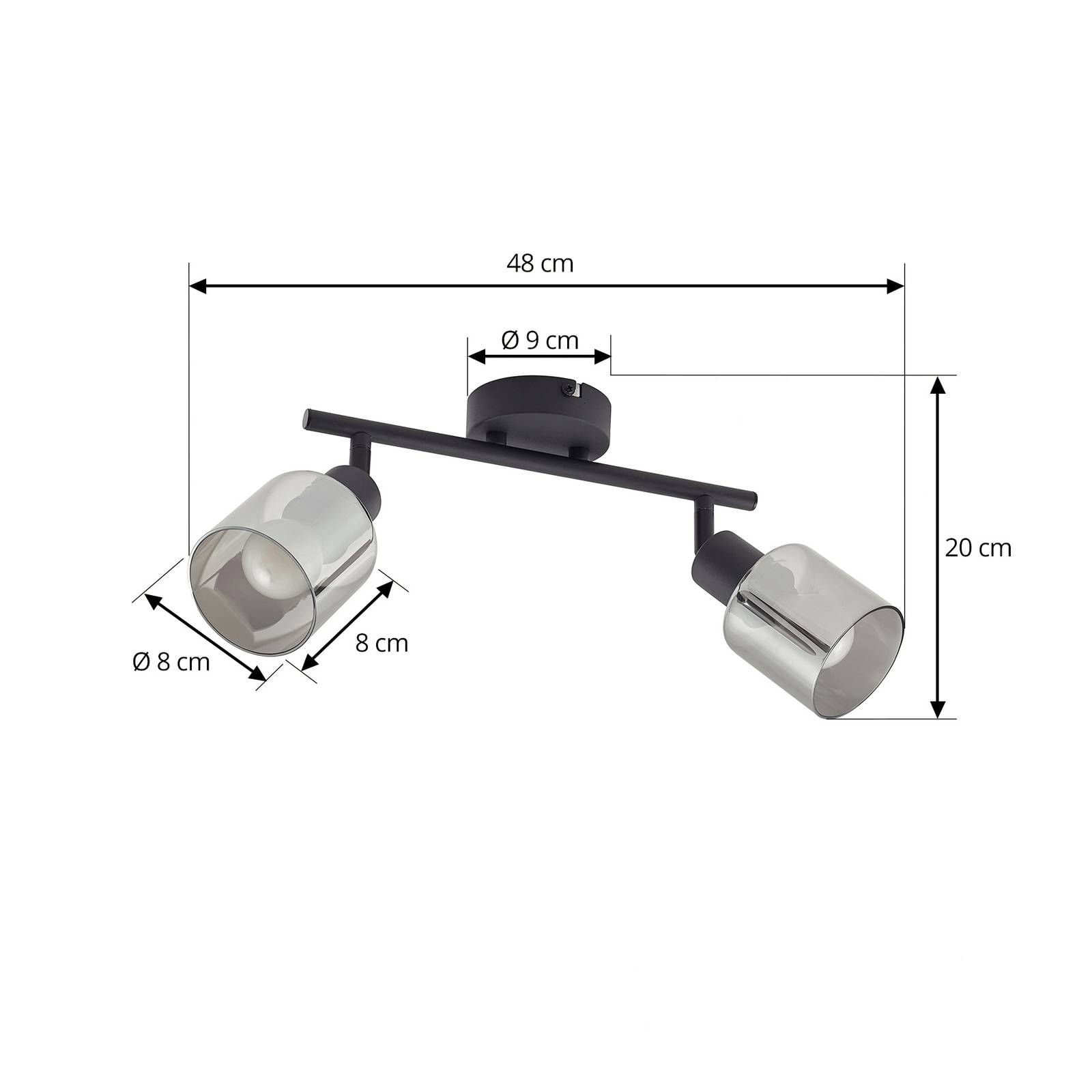 Lampa sufitowa Lindby Netty, 4-punktowa, szary, szkło