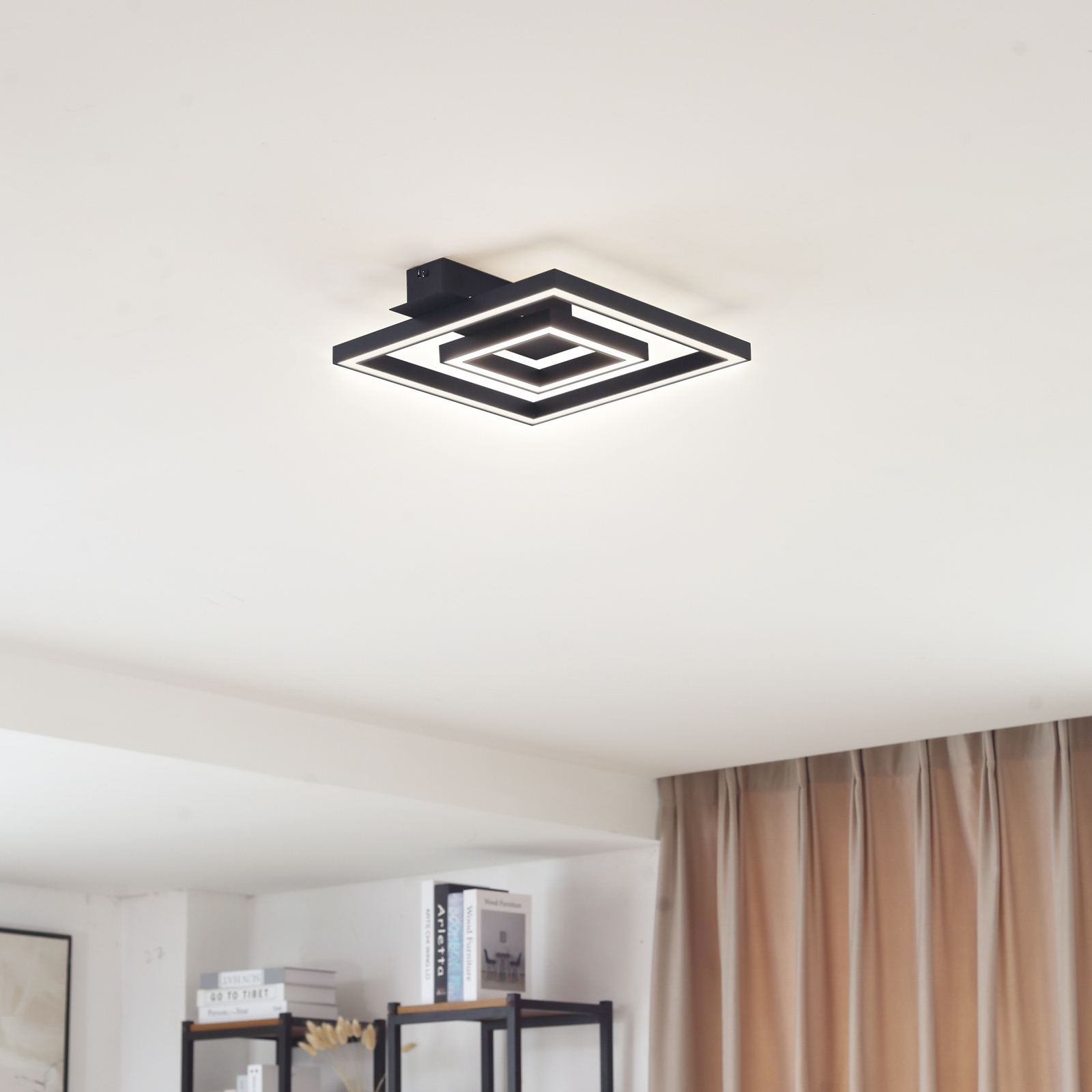 Lindby LED ceiling light Madamo, black, 30 cm, 3000K