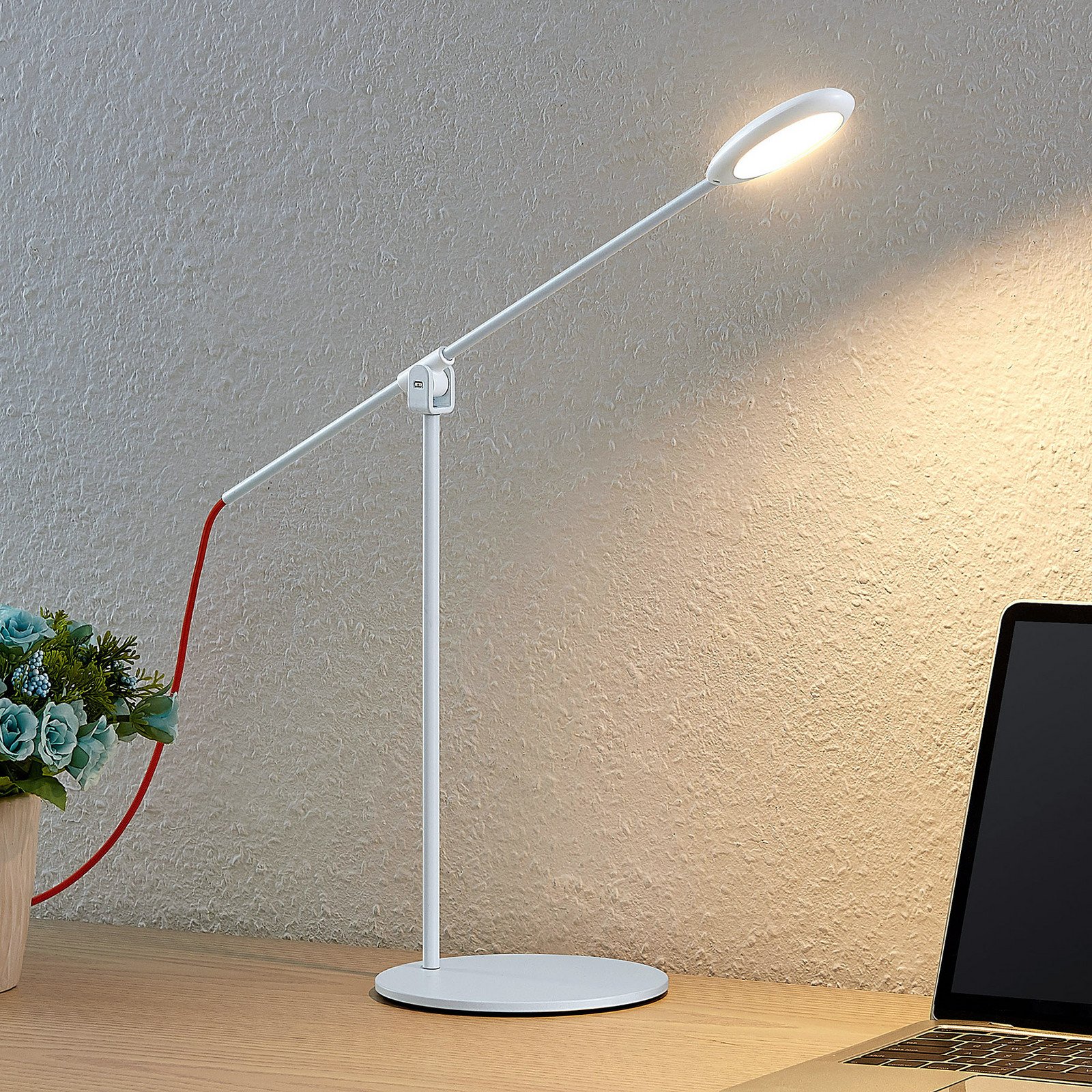 Prios Ihario lampă de masă LED CCT dimabilă alb - Studiu / Birou - modern - Plastic