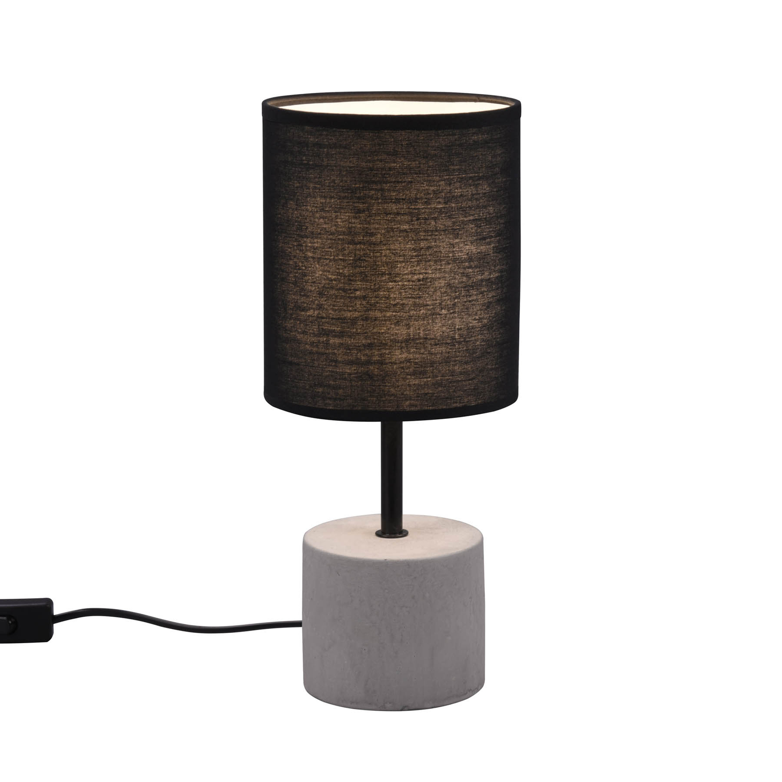 Ben table lamp concrete base, black fabric
