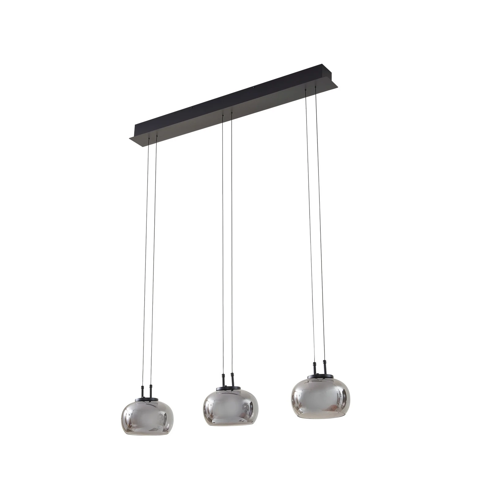 Lucande lampă suspendată LED Dain, 3 becuri, gri fum, sticlă