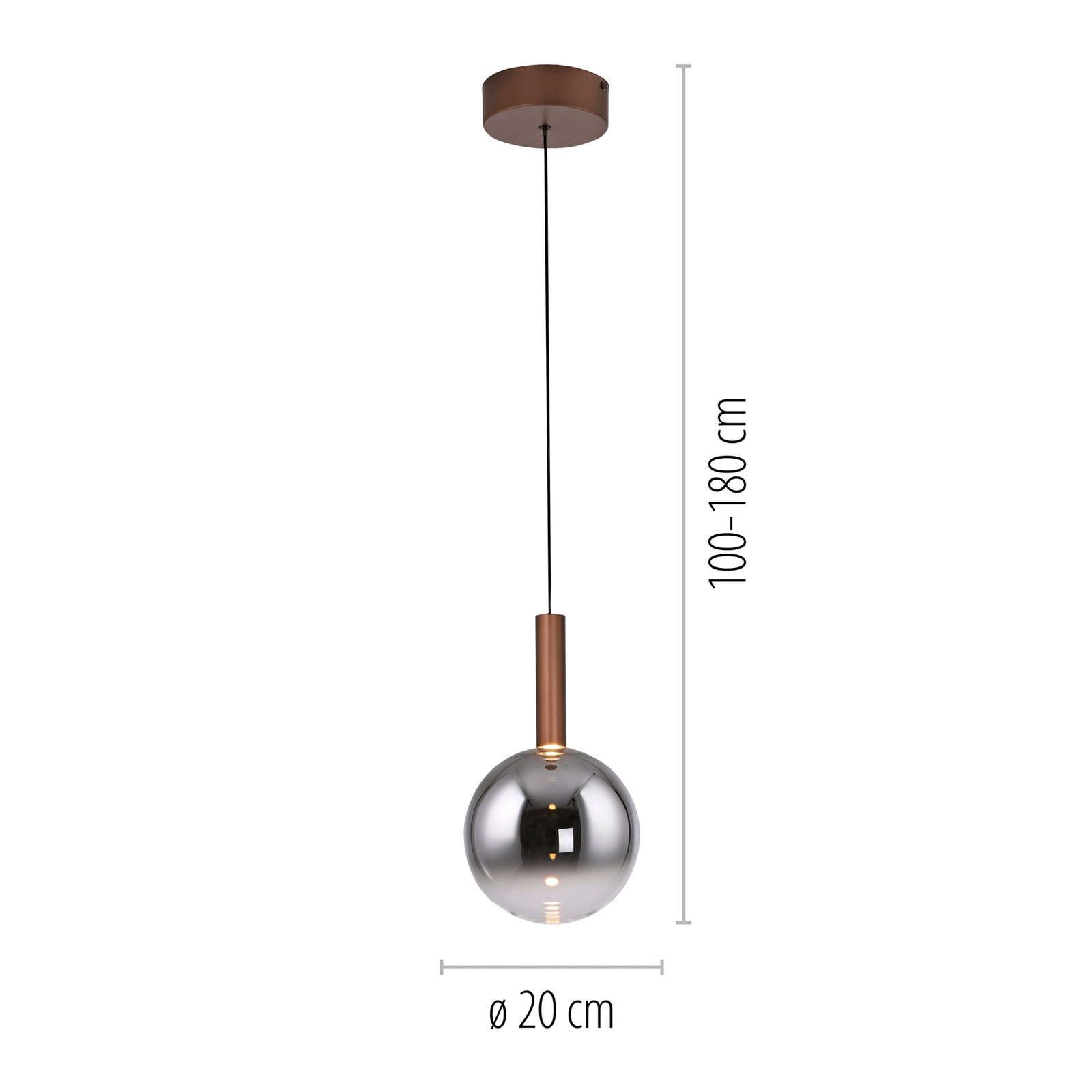 Paul Neuhaus LED závěsné světlo Bowl, Ø 20 cm, hnědá/šedá