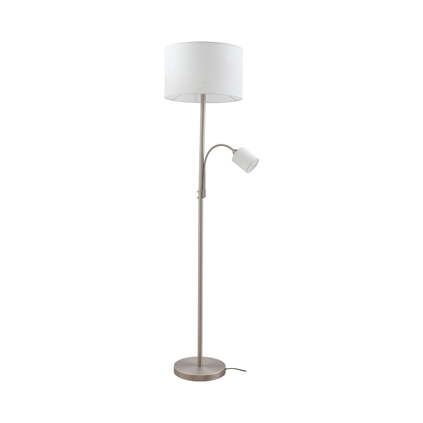 Jaileen vloerlamp, 170 cm, wit, textiel, leeslampje - Lindby